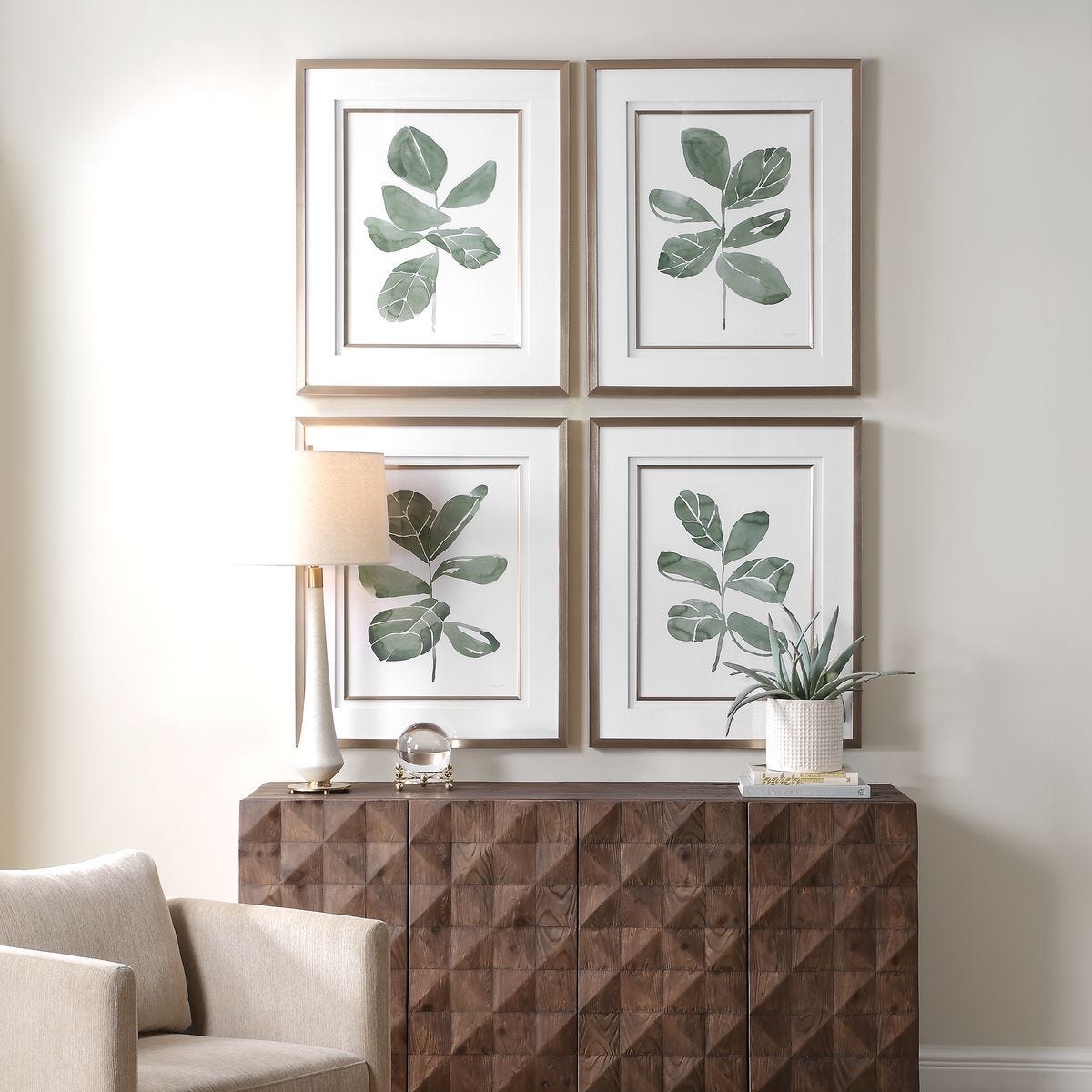 Fiddle Head Leaf Framed Prints, S/4 – Art by Uttermost | Sutter & Vale