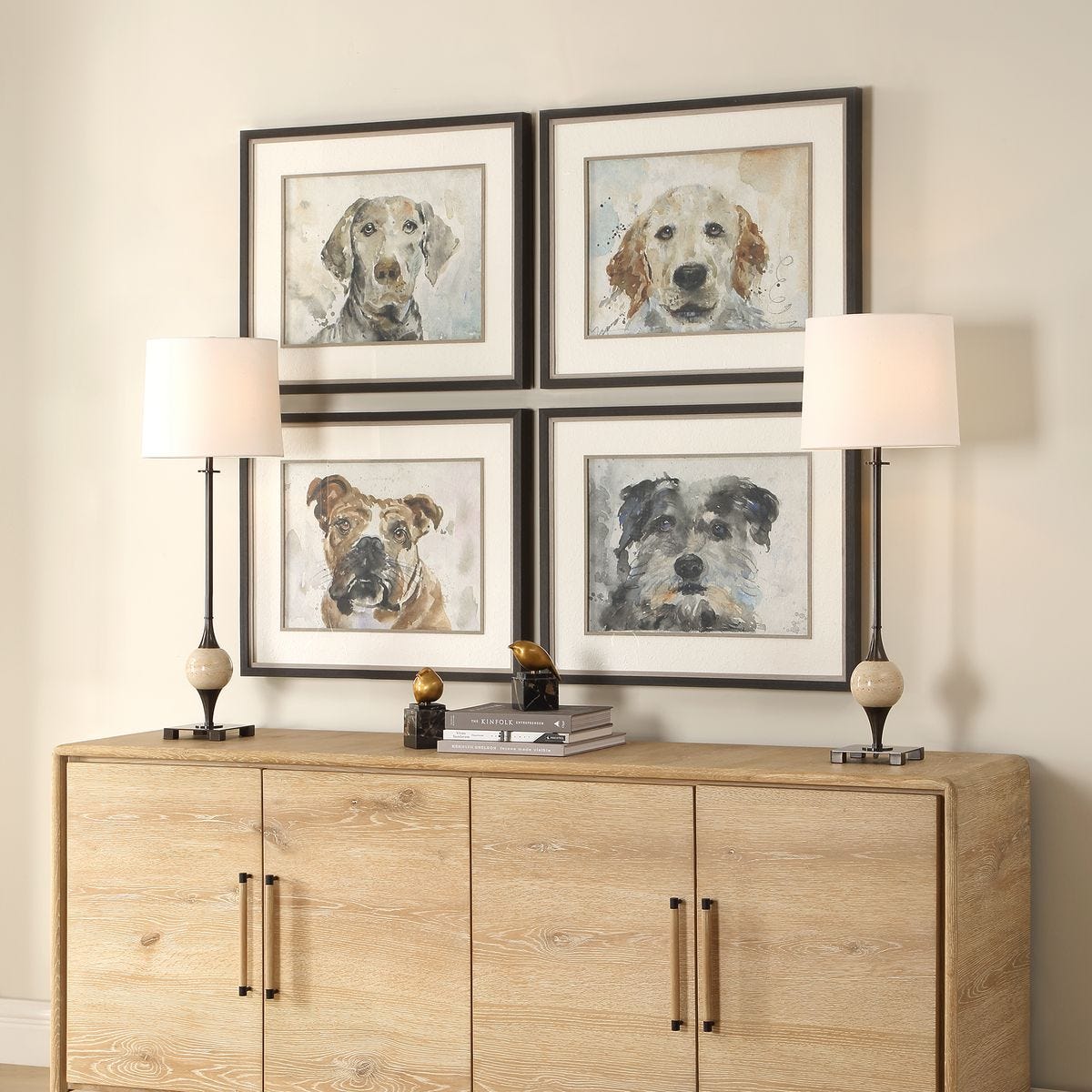 Dog Days Framed Prints, S/4