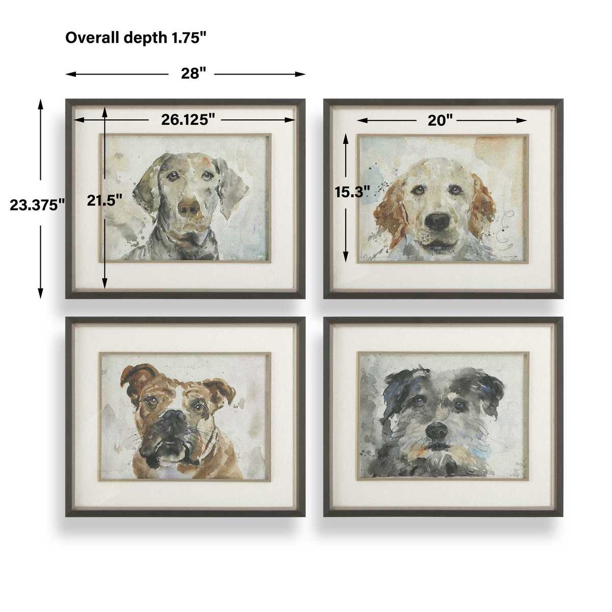 Dog Days Framed Prints, S/4
