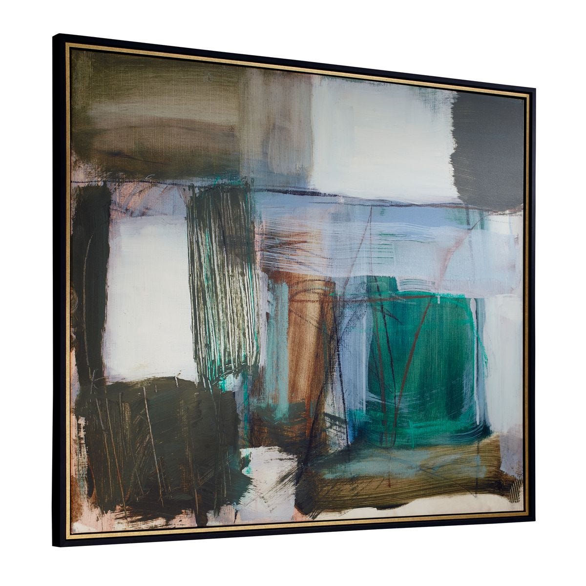 Green Fields Framed Canvas