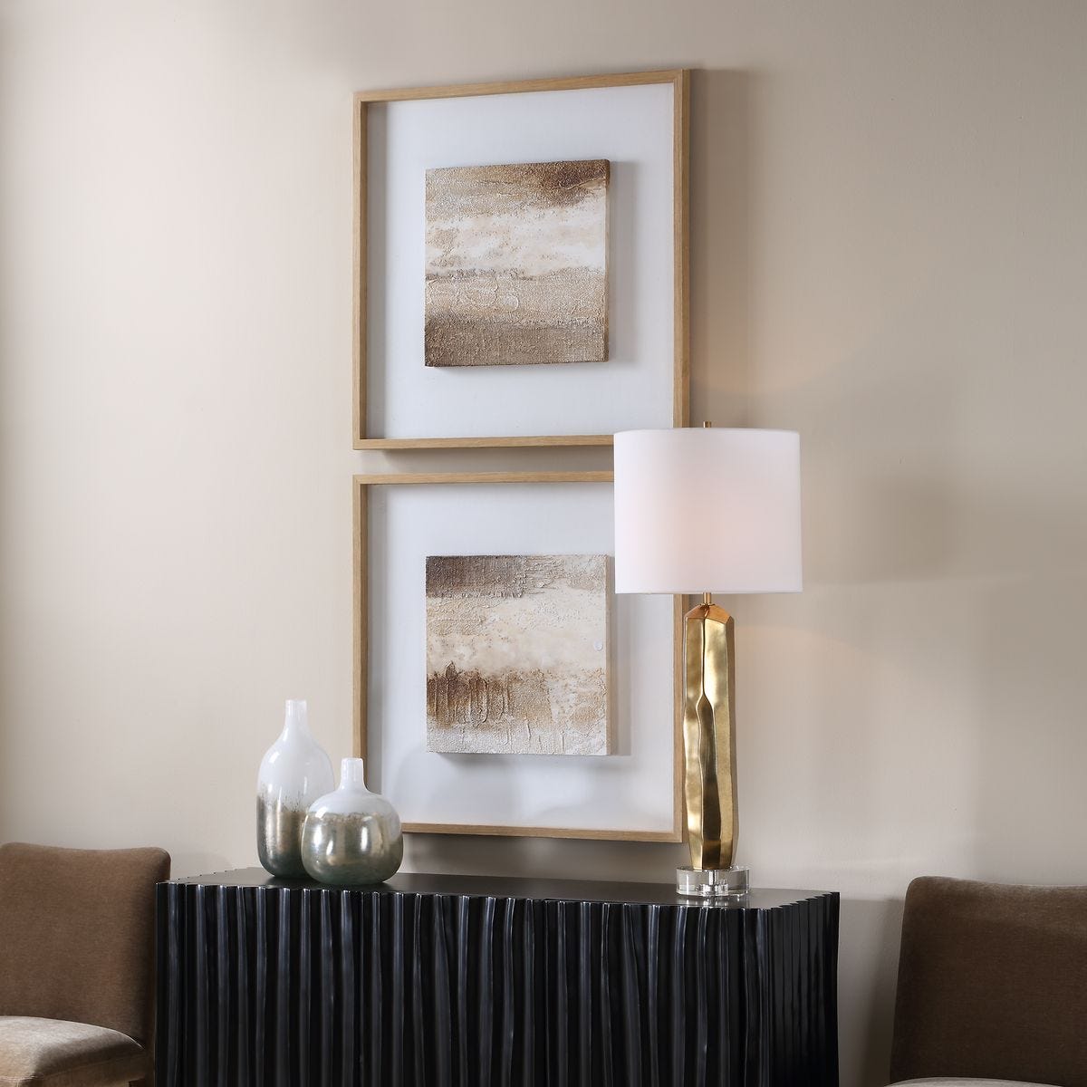 Between Lines Hand Painted Canvases, S/2