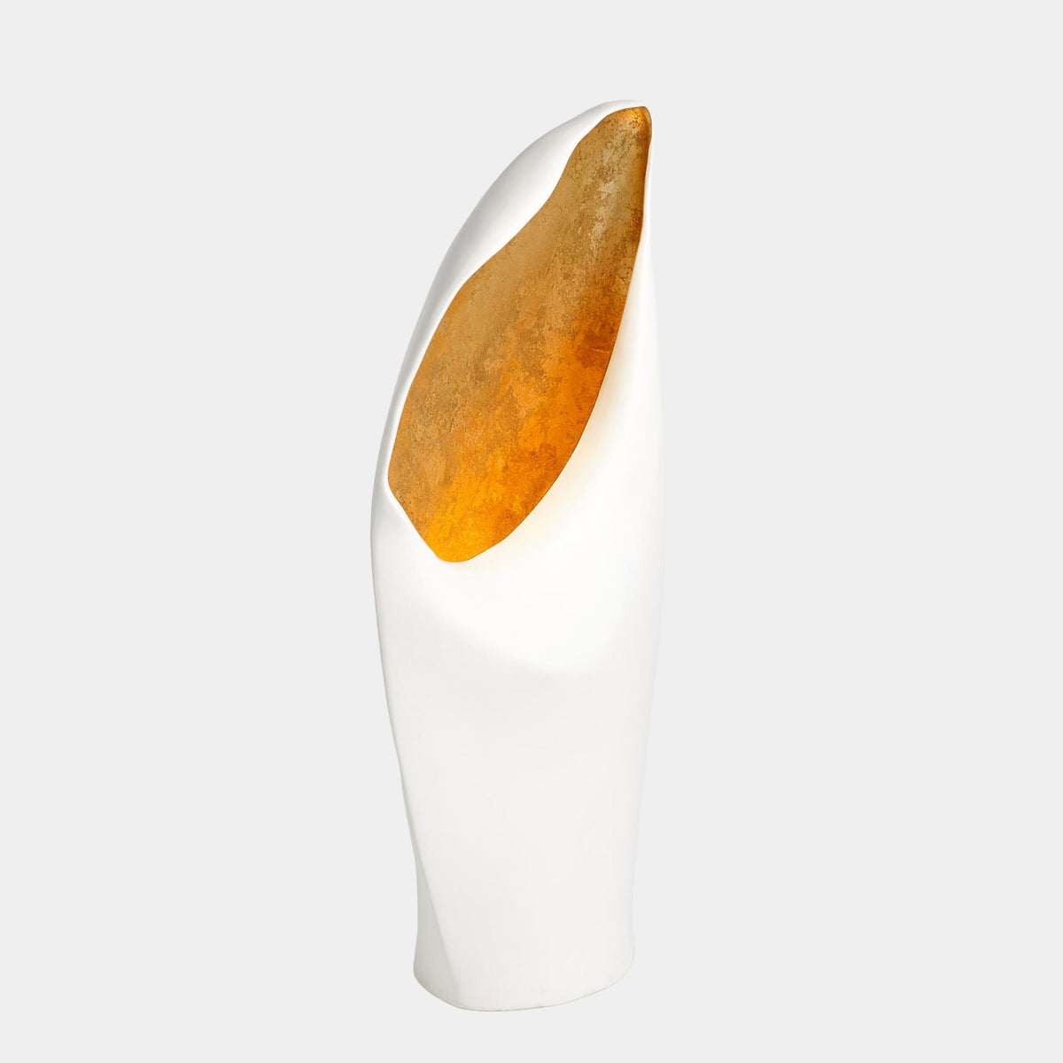Cowl Lamp-White w/Gold Leaf-Lg