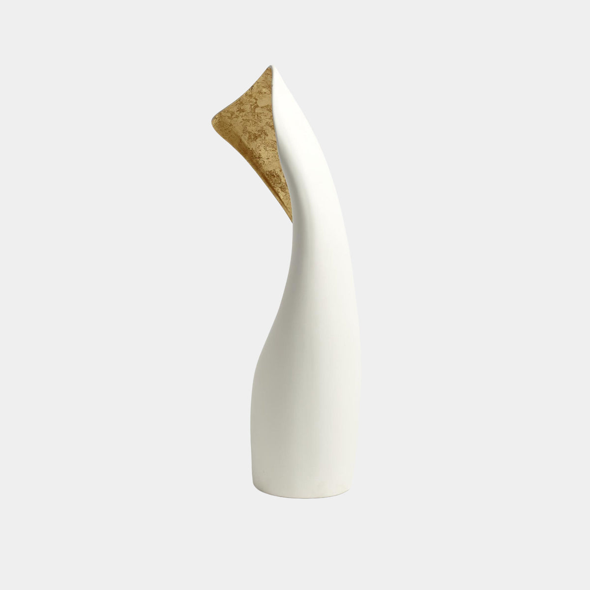 Cowl Lamp-White w/Gold Leaf-Lg