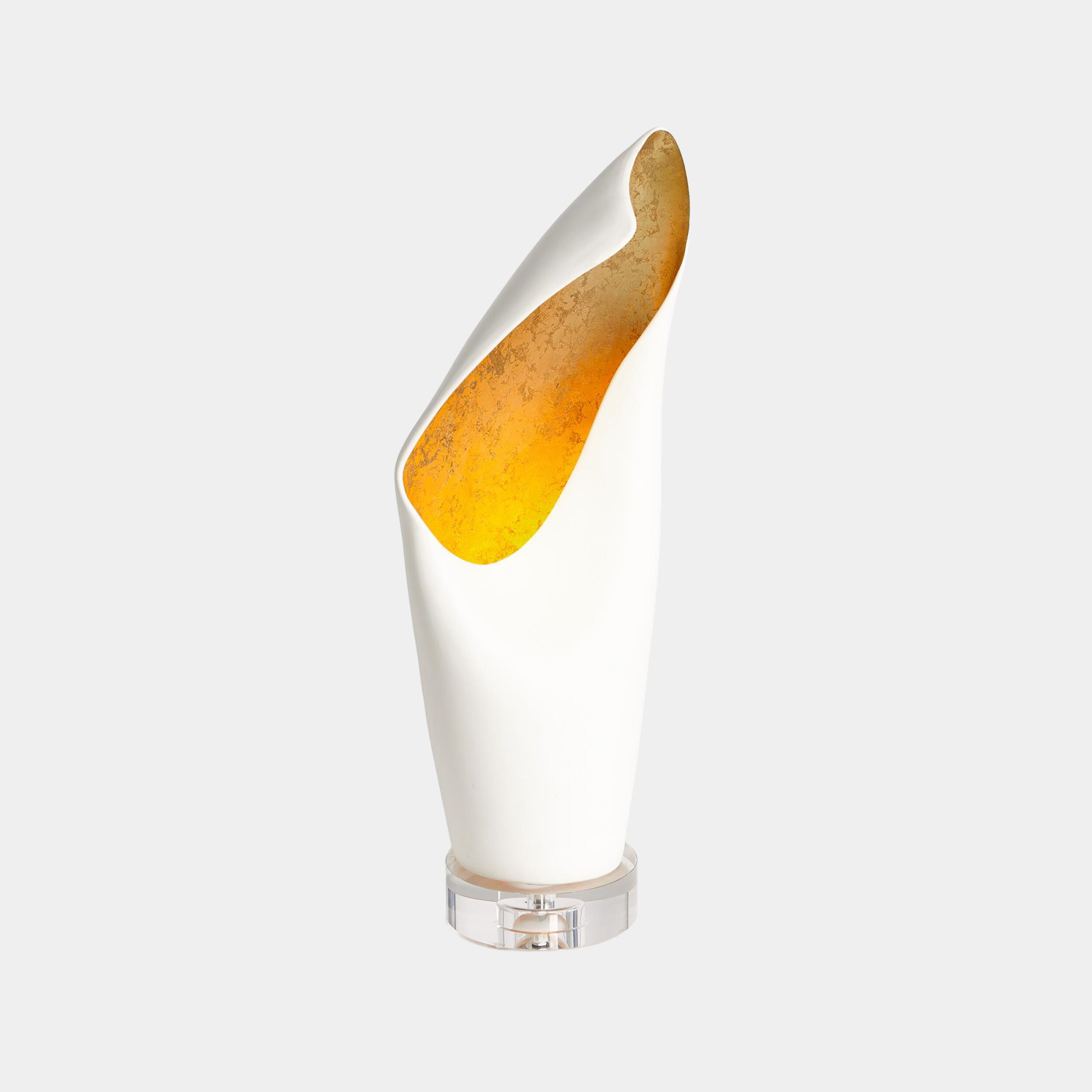 Cowl Lamp-White w/Gold Leaf-Sm