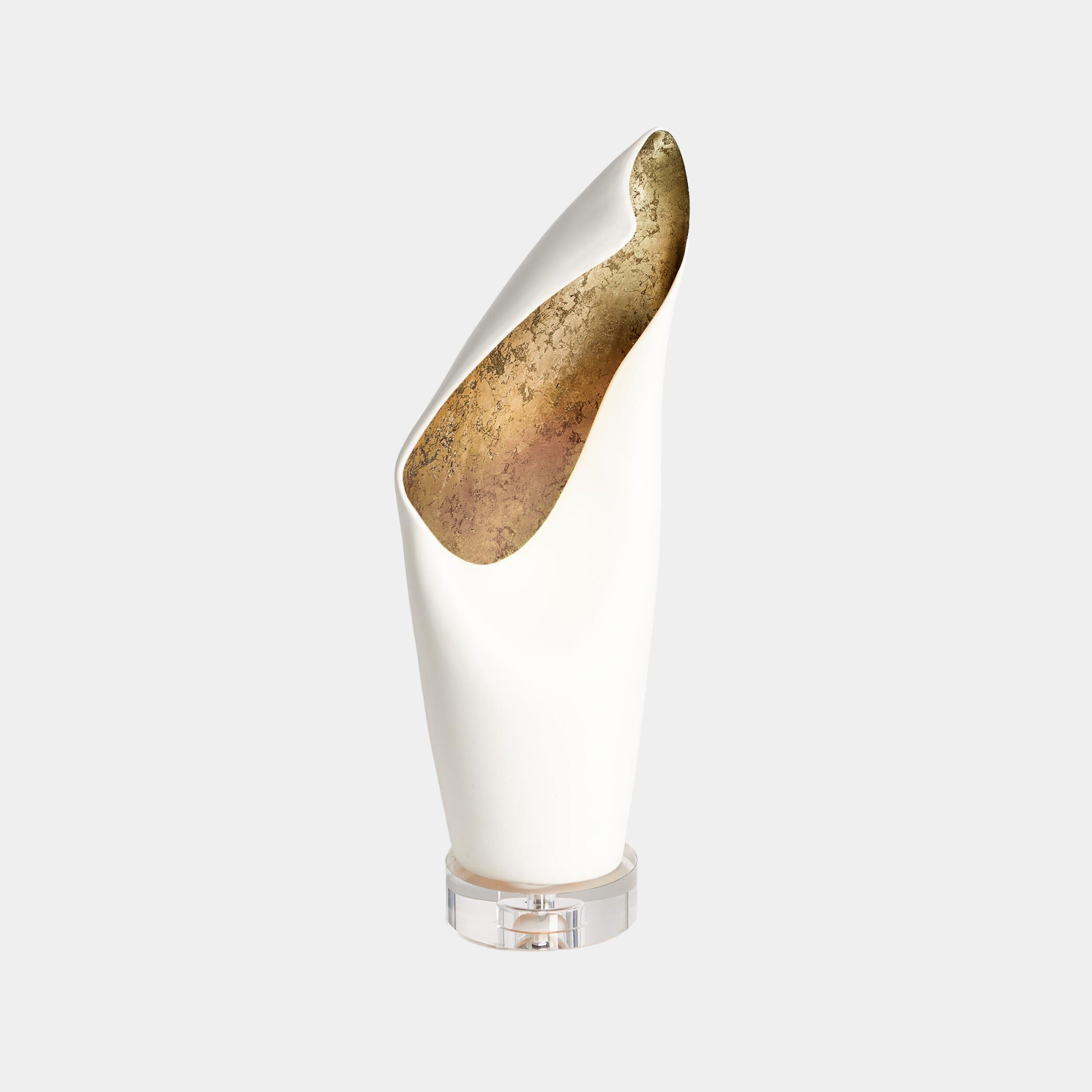 Cowl Lamp-White w/Gold Leaf-Sm