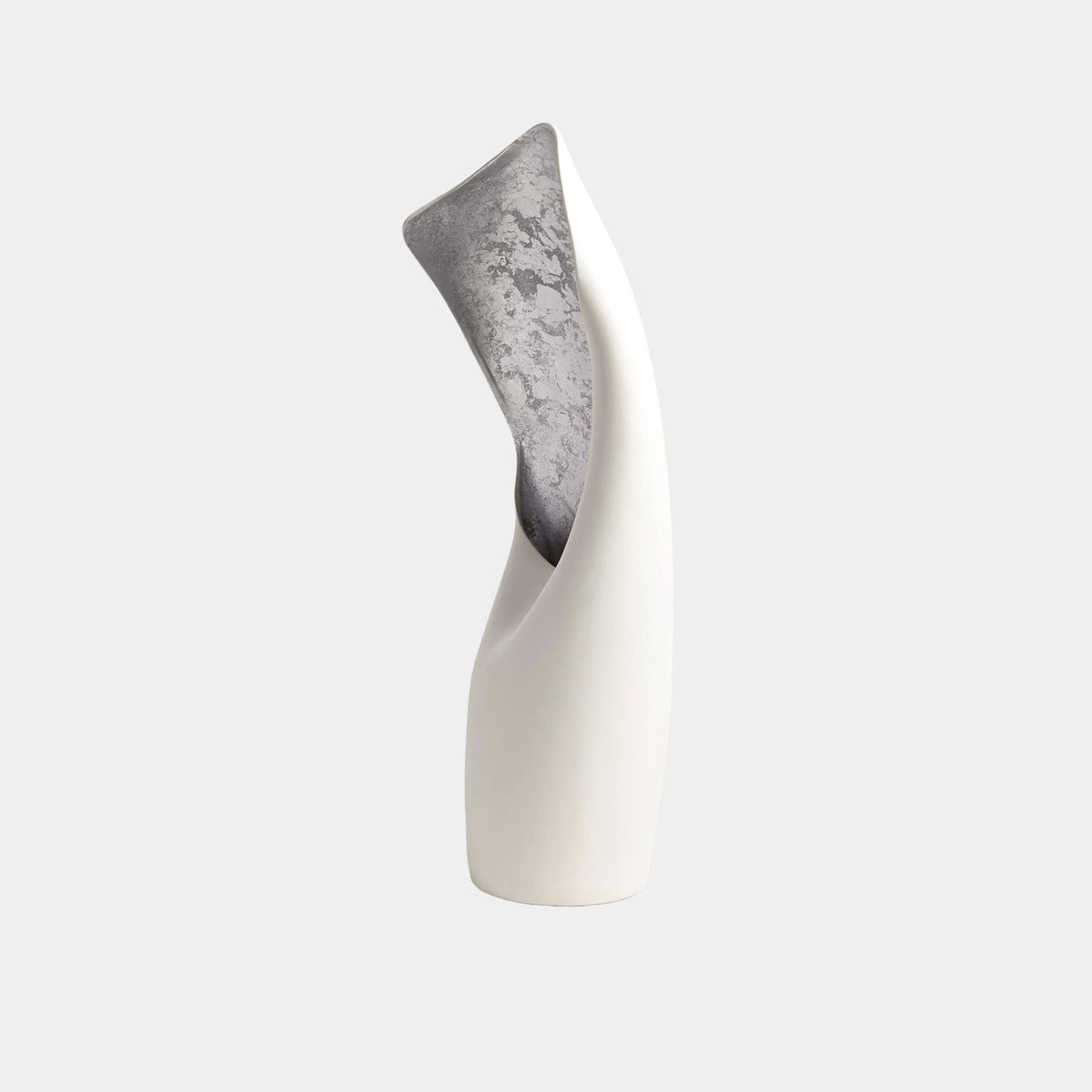 Cowl Lamp-White w/Silver Leaf-Lg