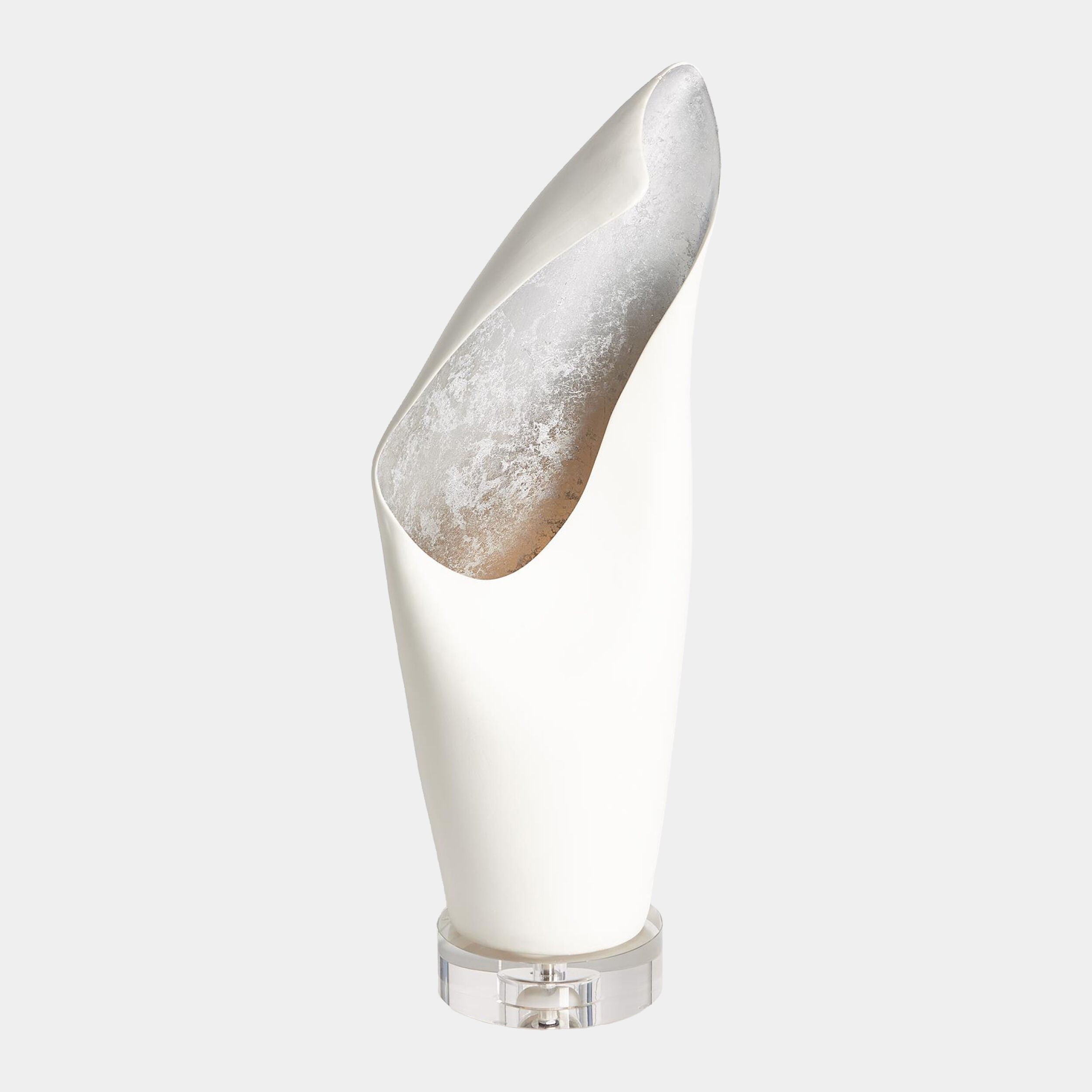 Cowl Lamp-White w/Silver Leaf-Sm