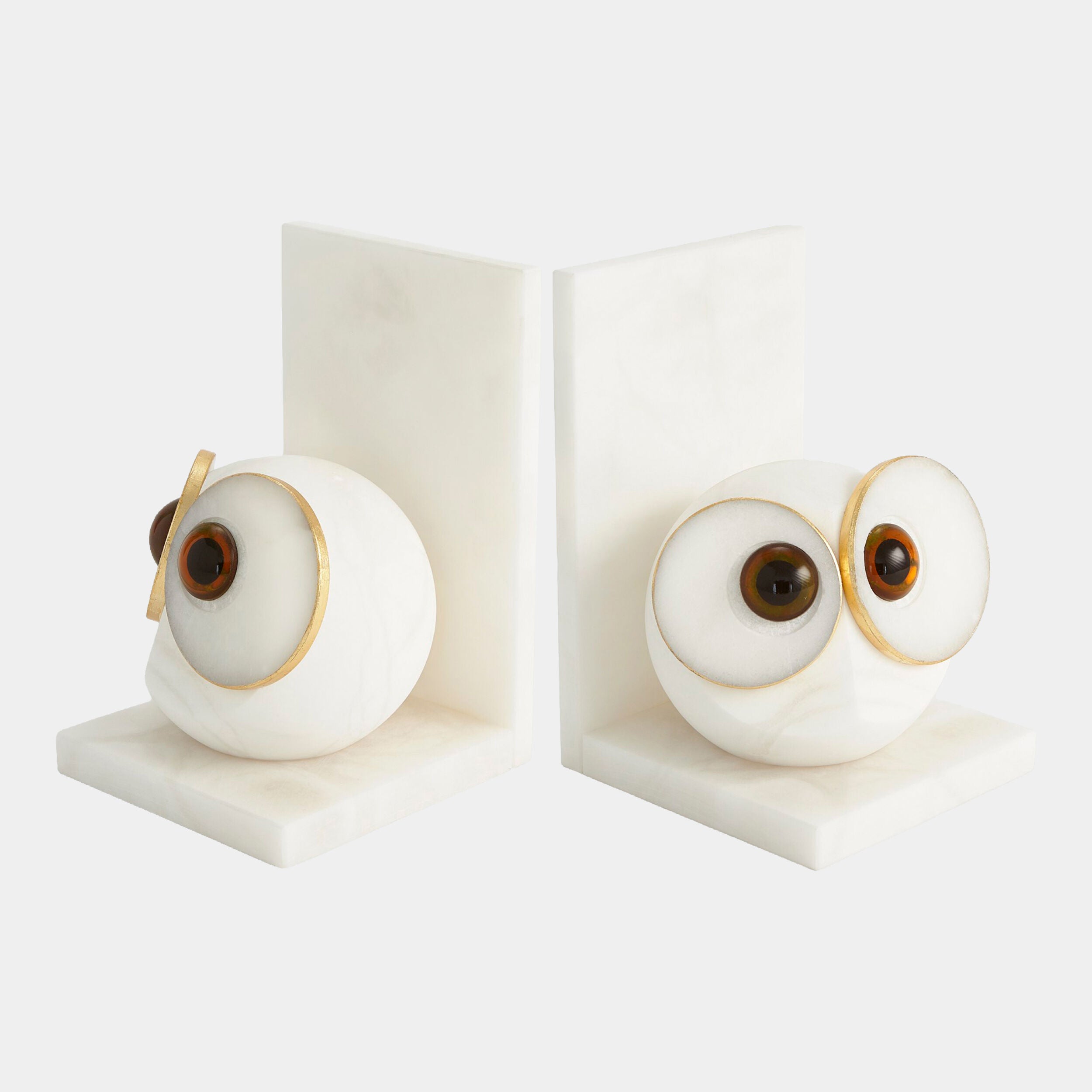 Allocco Big Eye Bookends-Alabaster