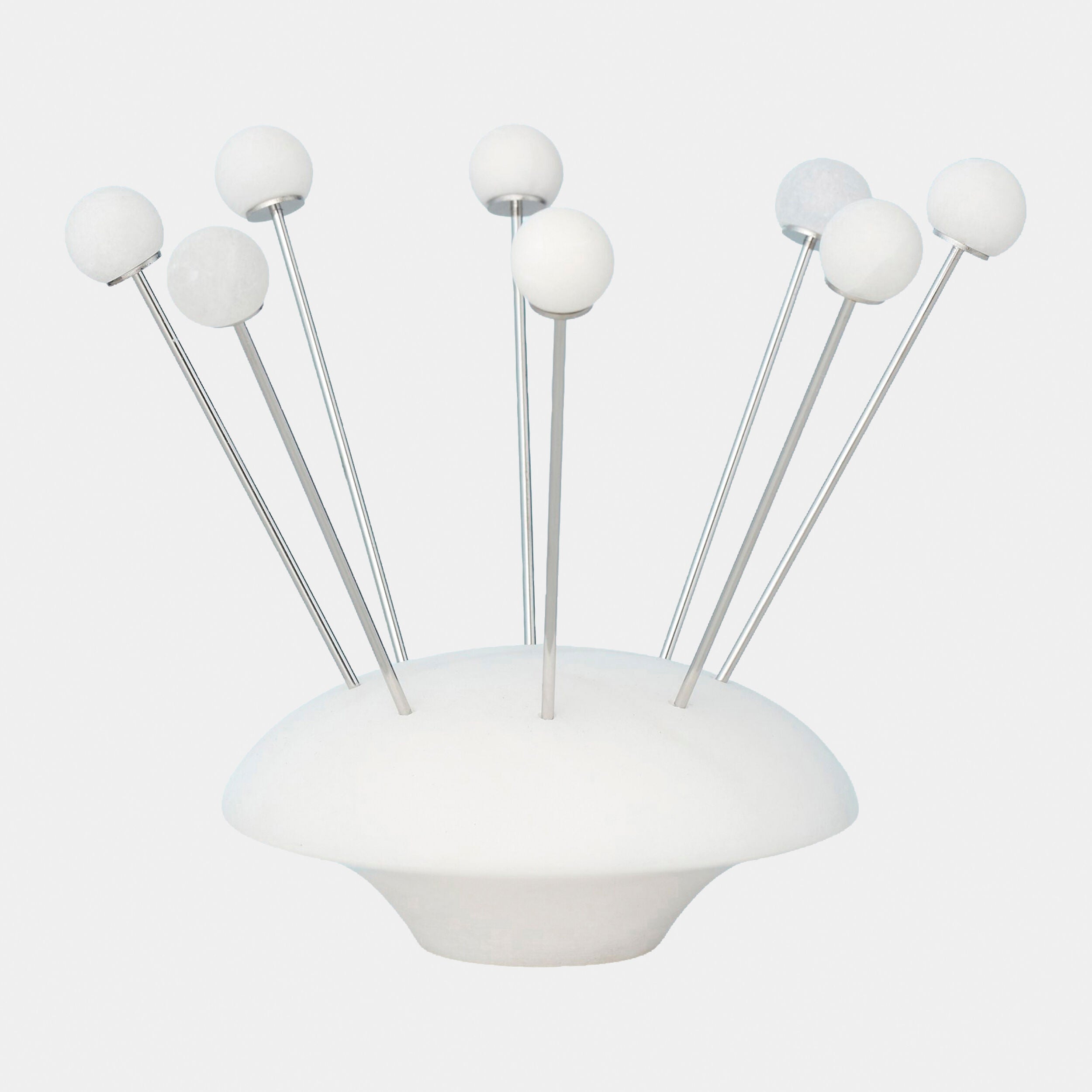 Alabaster Cocktail Picks w/Base-White