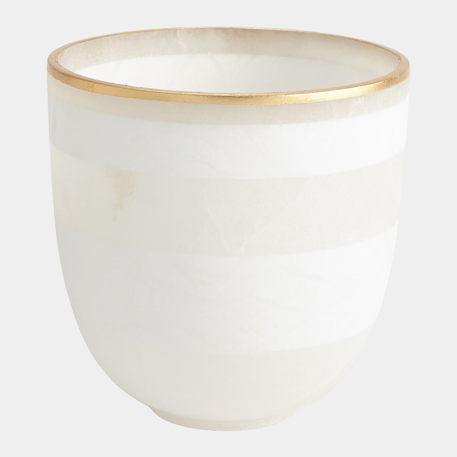 Atlas Striped Alabaster Bowl-White/Gold