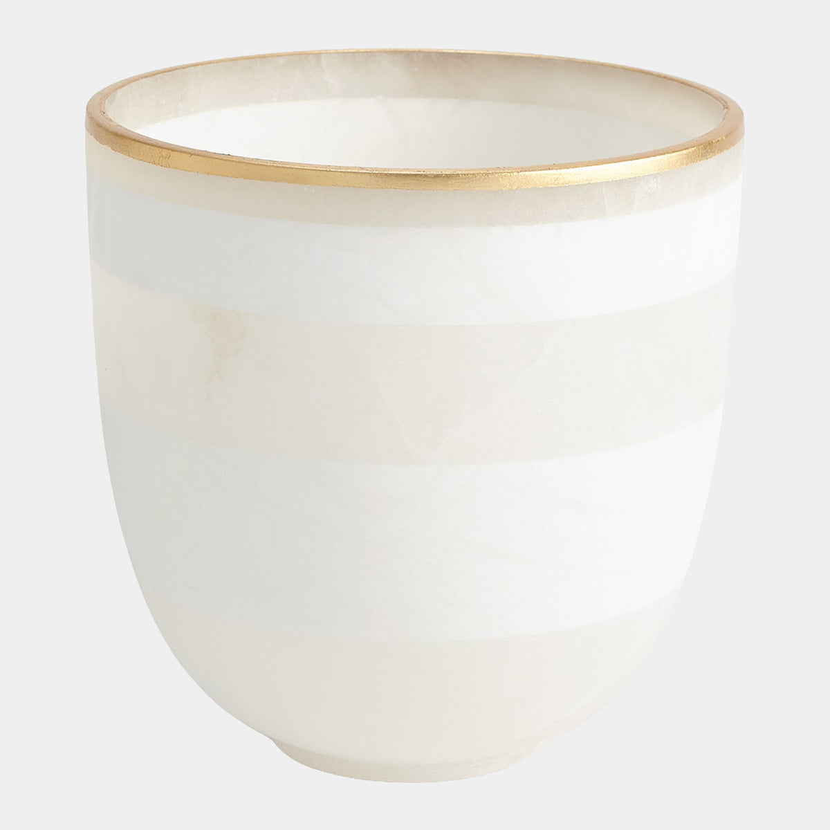Atlas Striped Alabaster Bowl-White/Gold