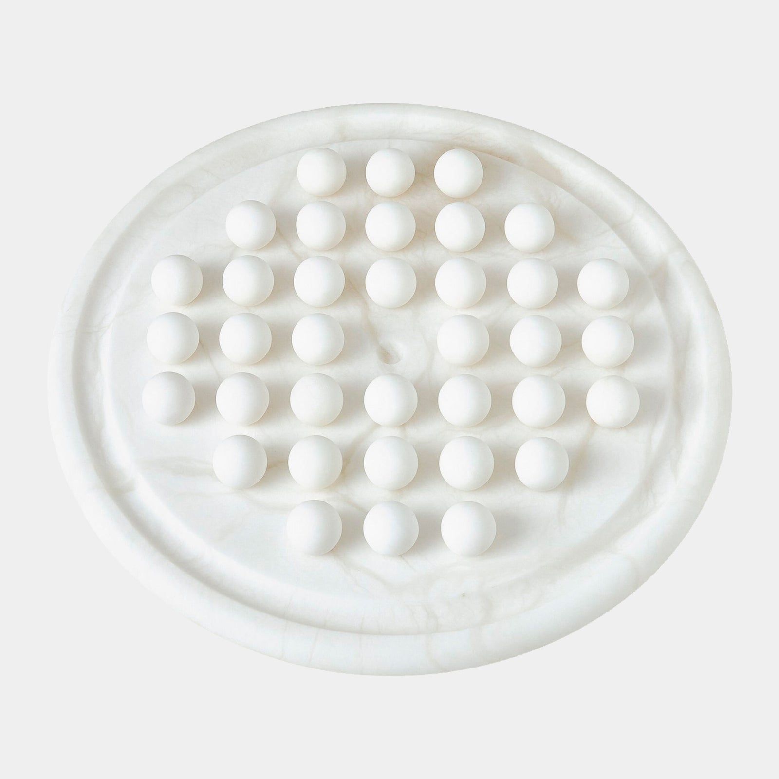 Augustus Alabaster Solitaire Game Set-White