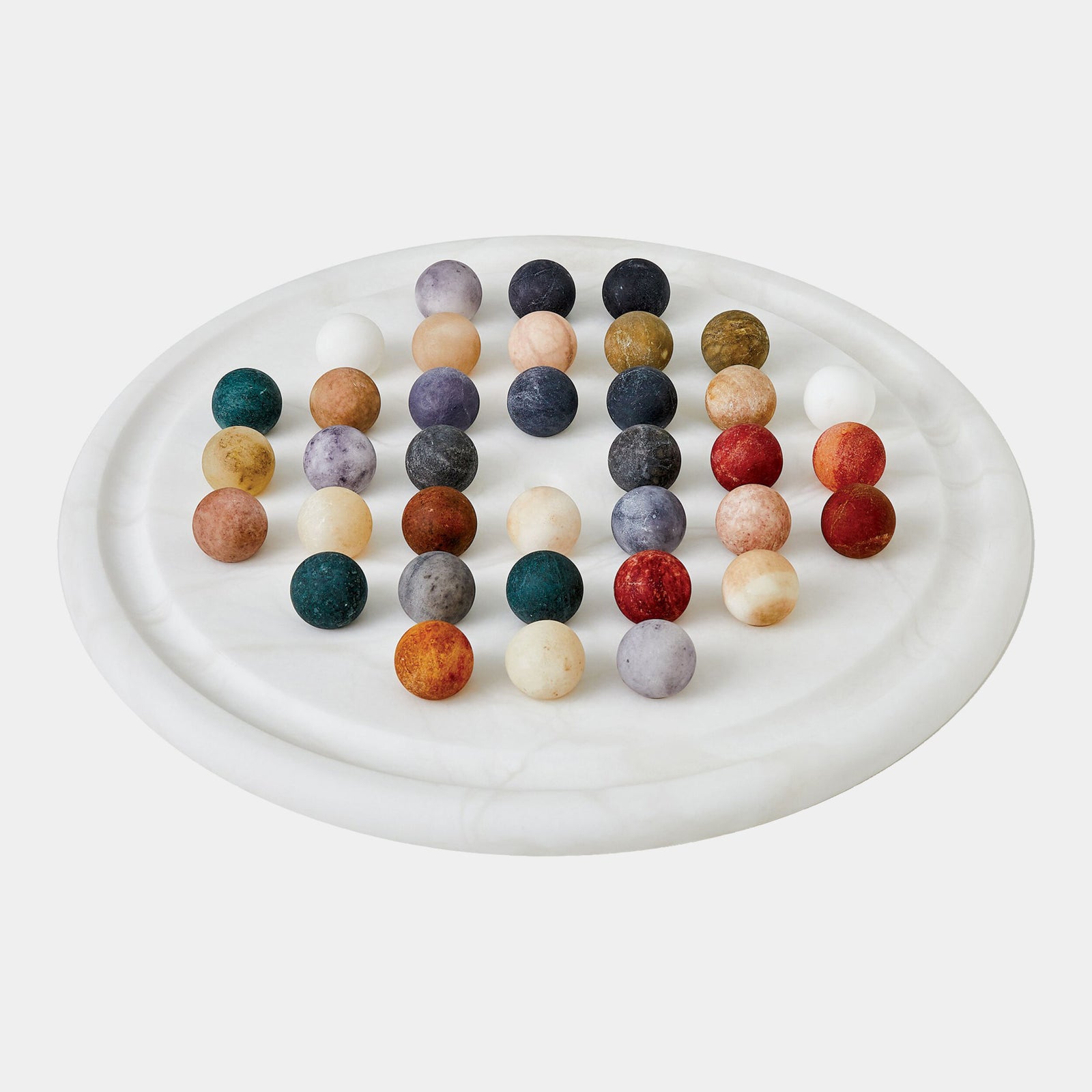 Augustus Alabaster Solitaire Game Set-Multi