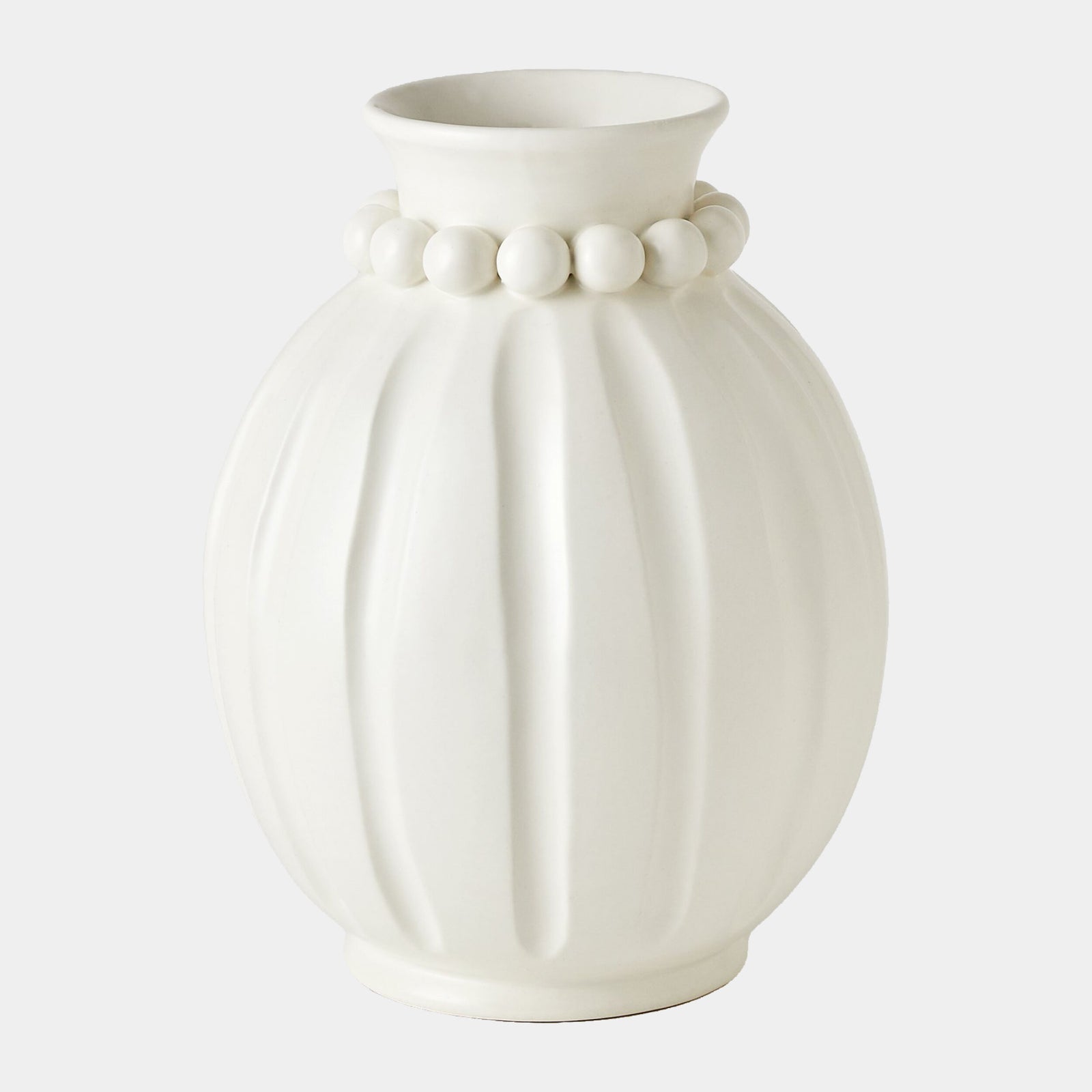 Pearl Vase-Matte White-Wide