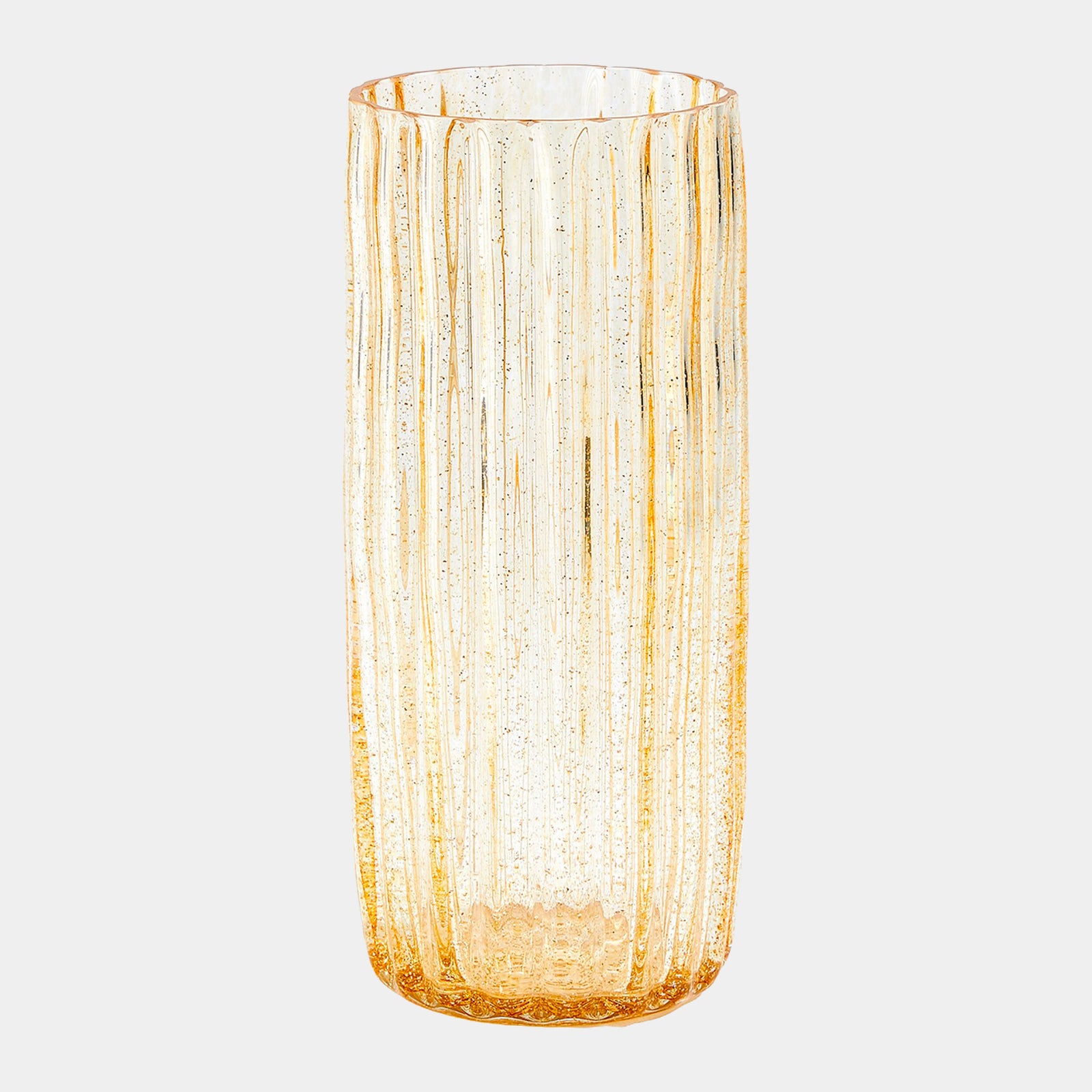 Pleated Glass Vase-Golden Flake