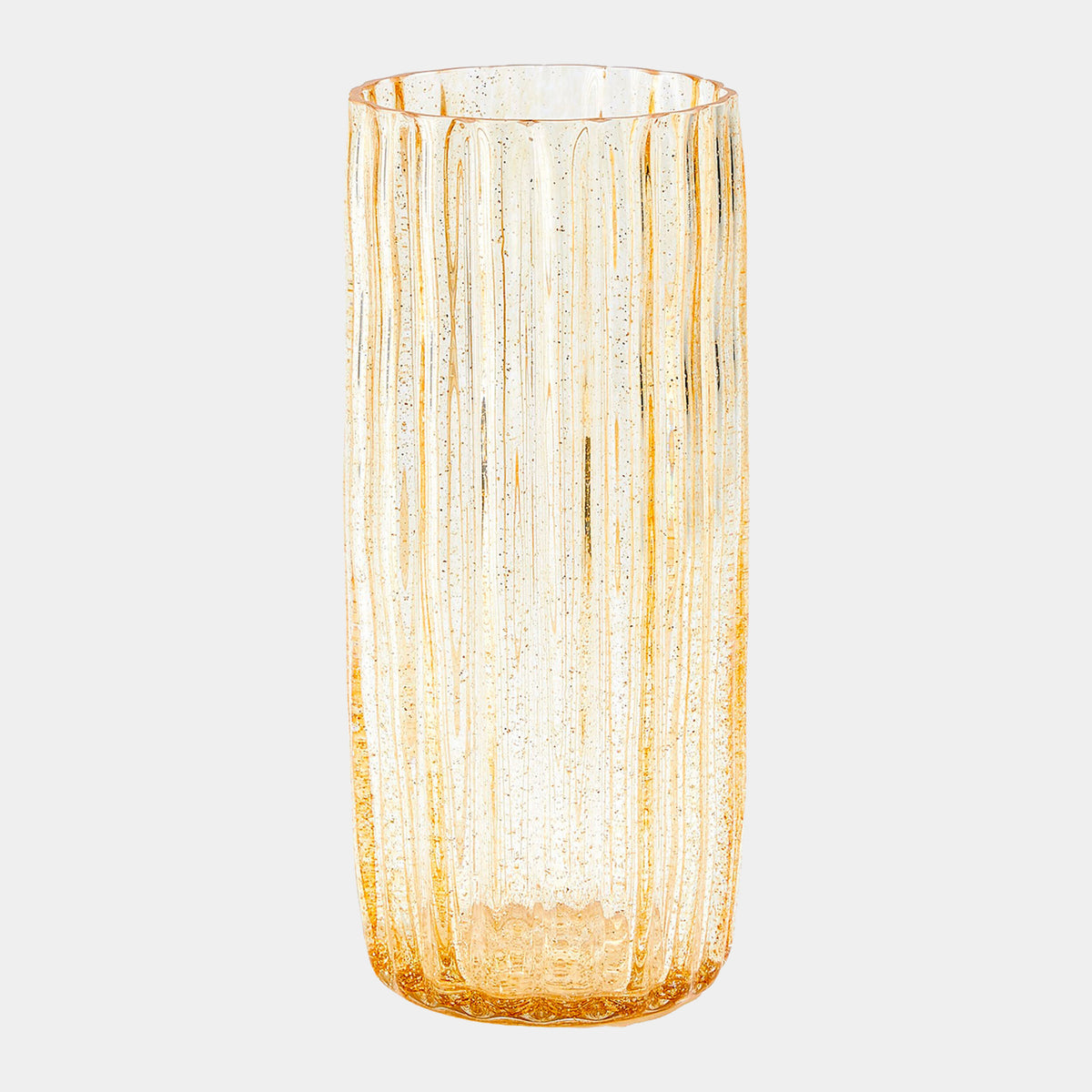 Pleated Glass Vase-Golden Flake