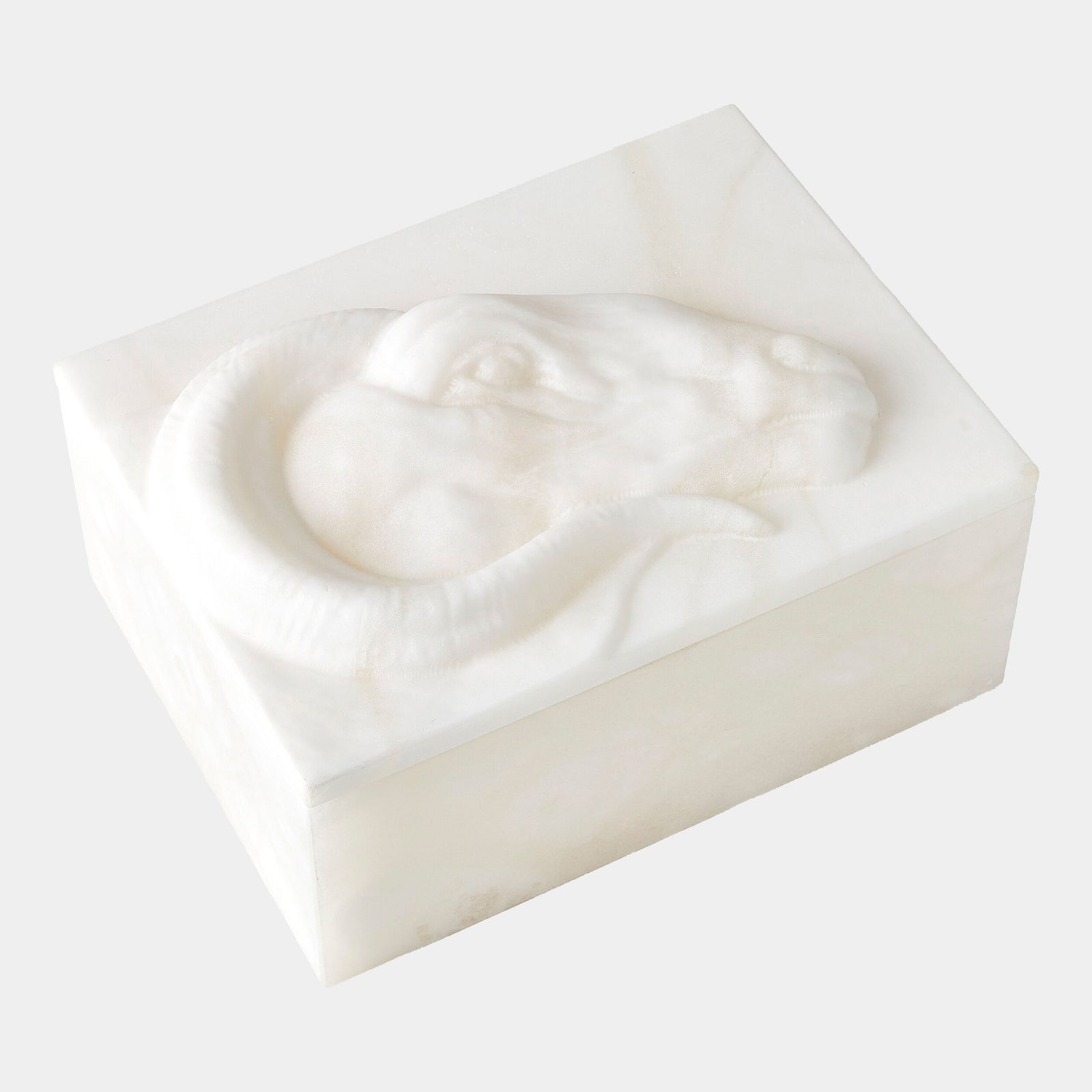 Egyptian Ram Head Box-Carved Alabaster
