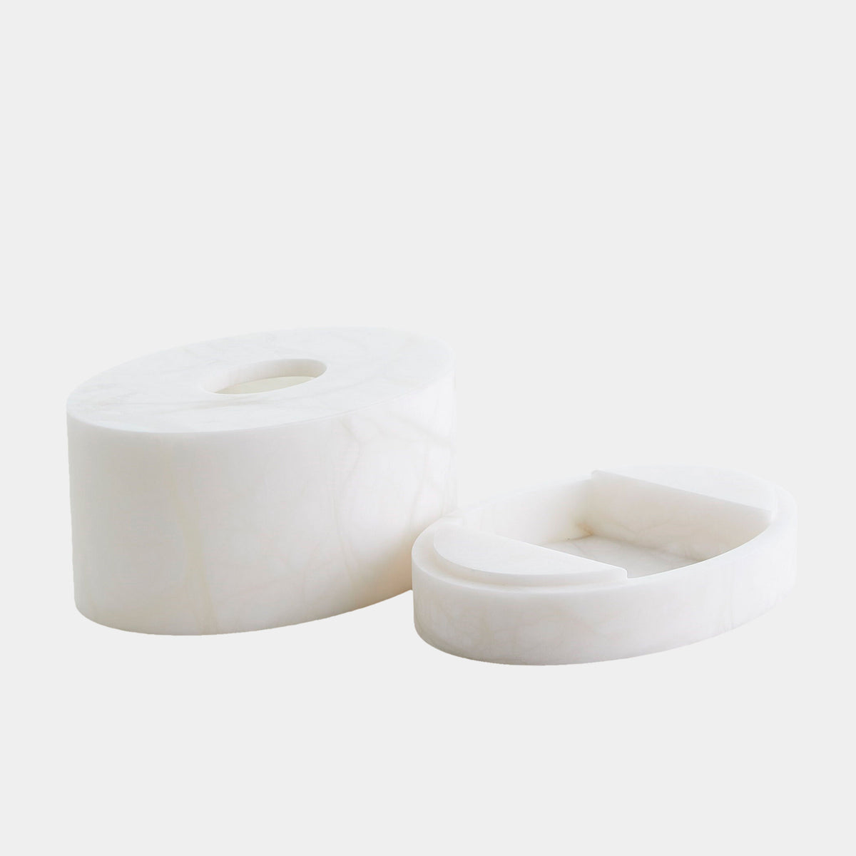 Elena Oval Tissue Box-Alabaster