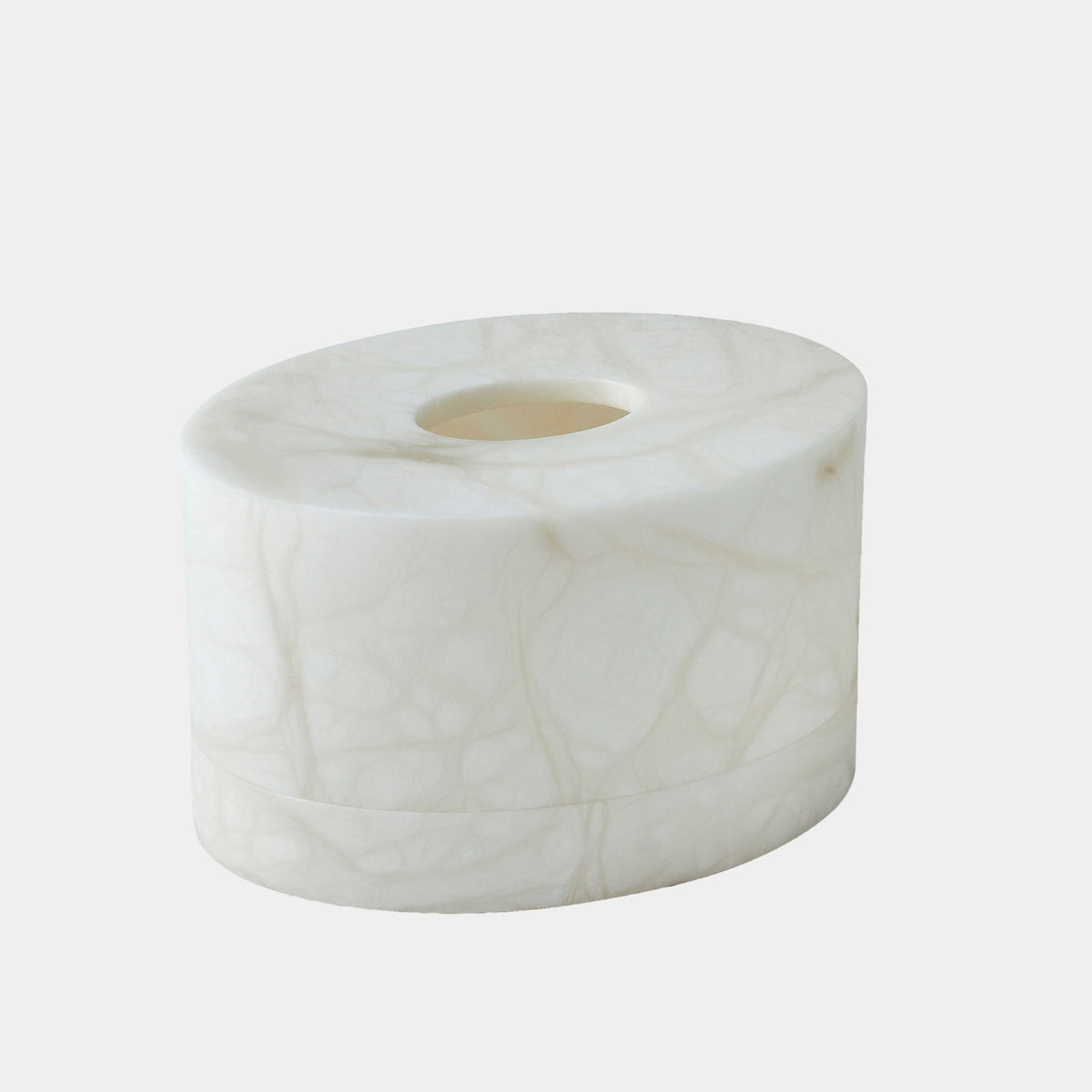 Elena Oval Tissue Box-Alabaster