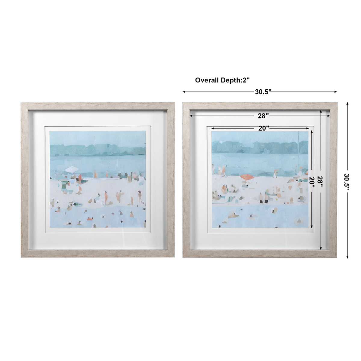 Sea Glass Sandbar Framed Prints, S/2