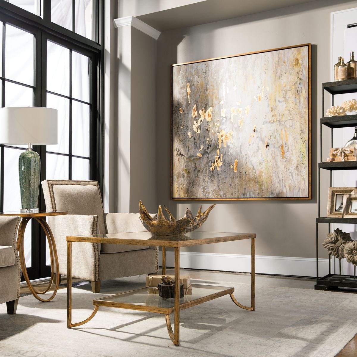 Golden Raindrops Hand Painted Canvas – Art by Uttermost | Sutter & Vale