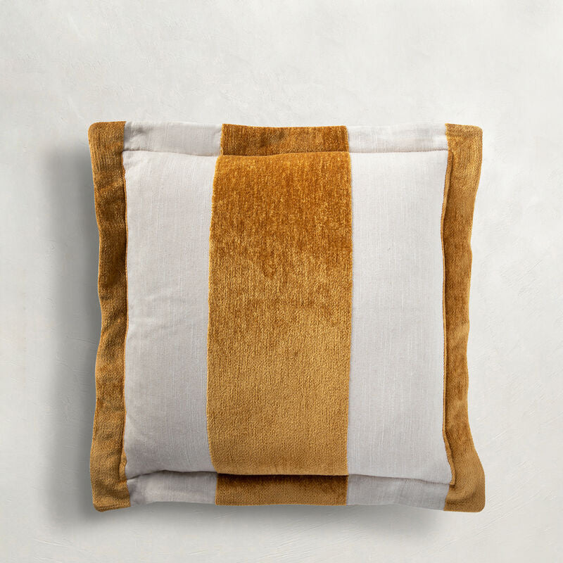 Wide Stripe Chenille Mustard Feather 22x22