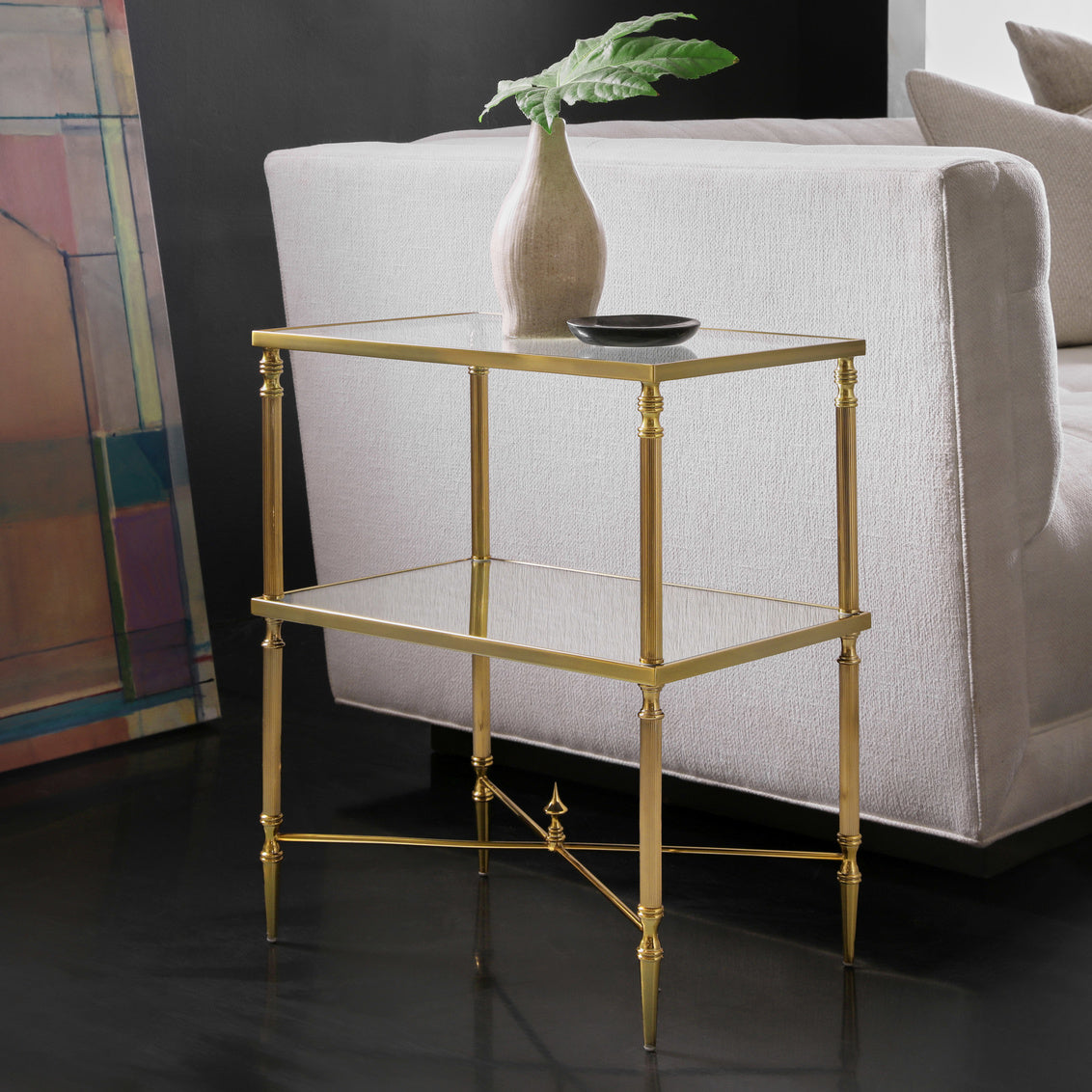 Modern History Brass Side Table With Stretcher MH1189F01