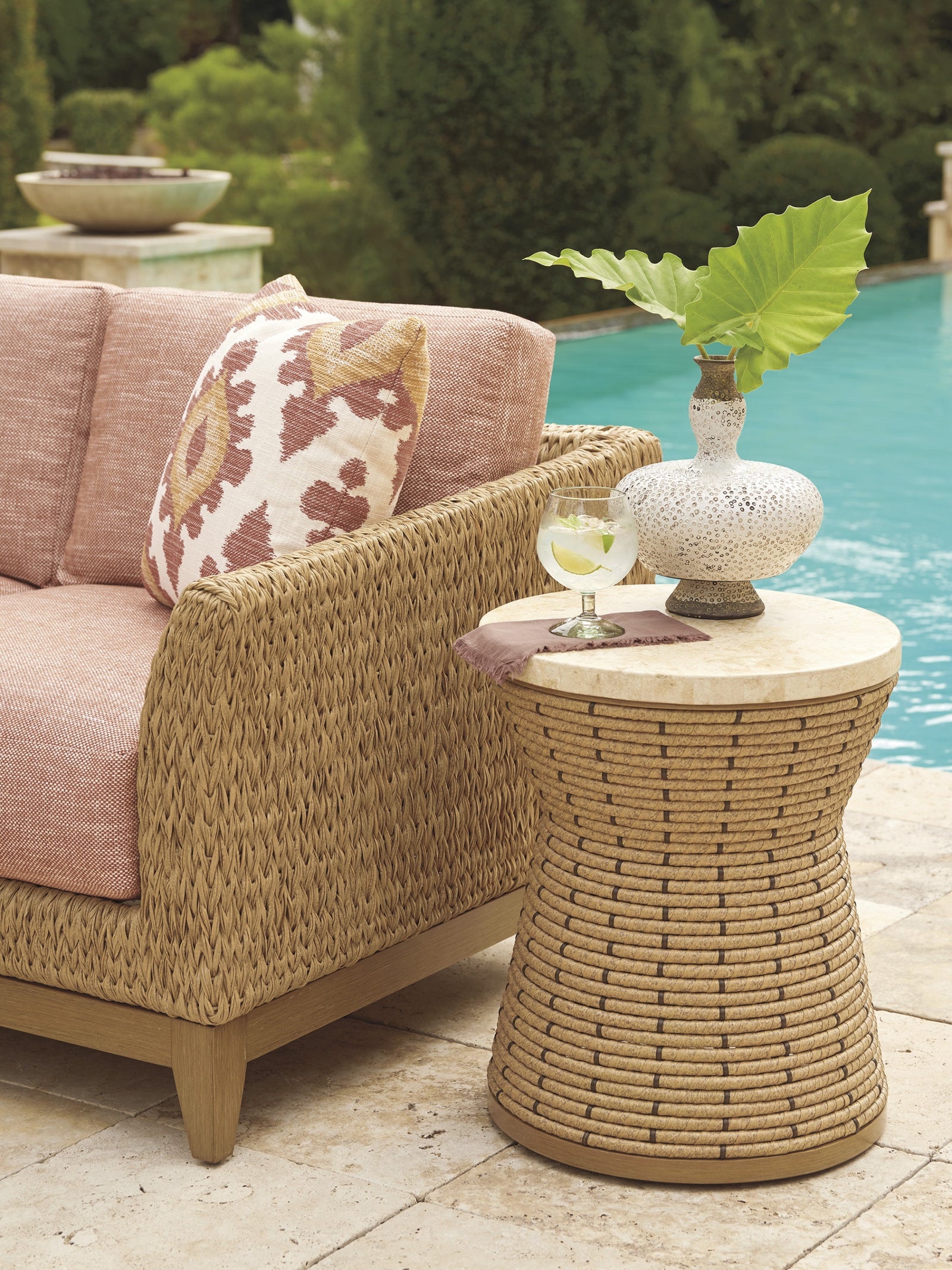 Round Side Table Stone Top