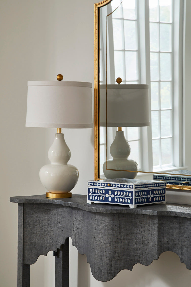 Gourd Lamp - White in White Glaze / Ceramic/Porcelain - Chelsea House