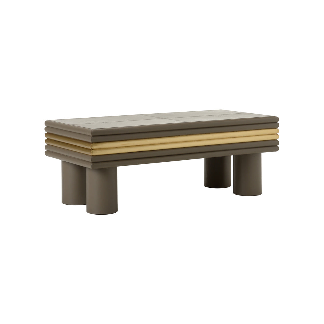 Coulter Leather Cocktail Table - Gray