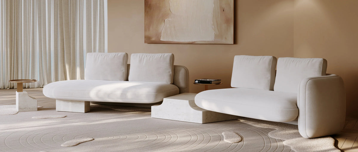 Overlap Raf Loveseat Ecru