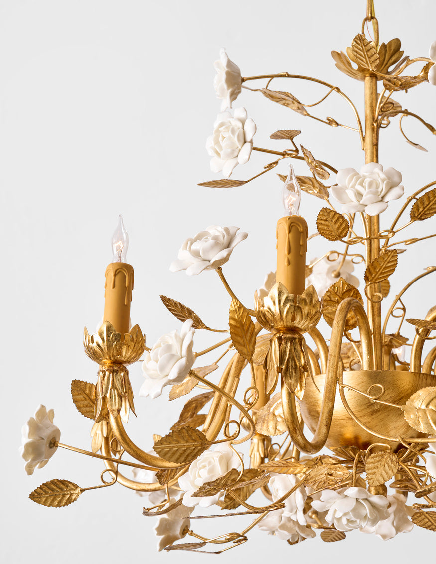 Queensland Chandelier in Antique Gold/White / Iron - Chelsea House