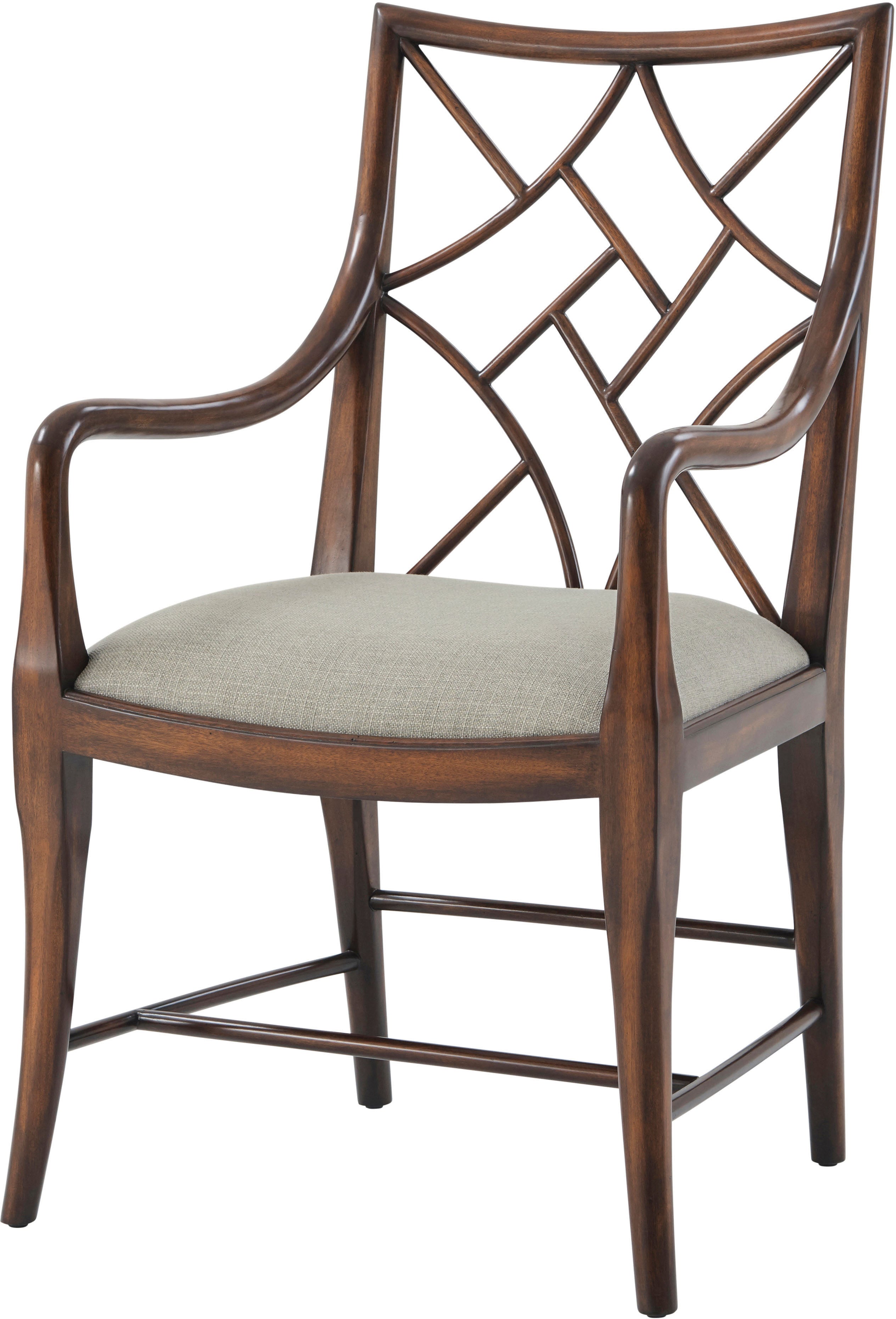 A Delicate Trellis Armchair in Mahogany - Theodore Alexander