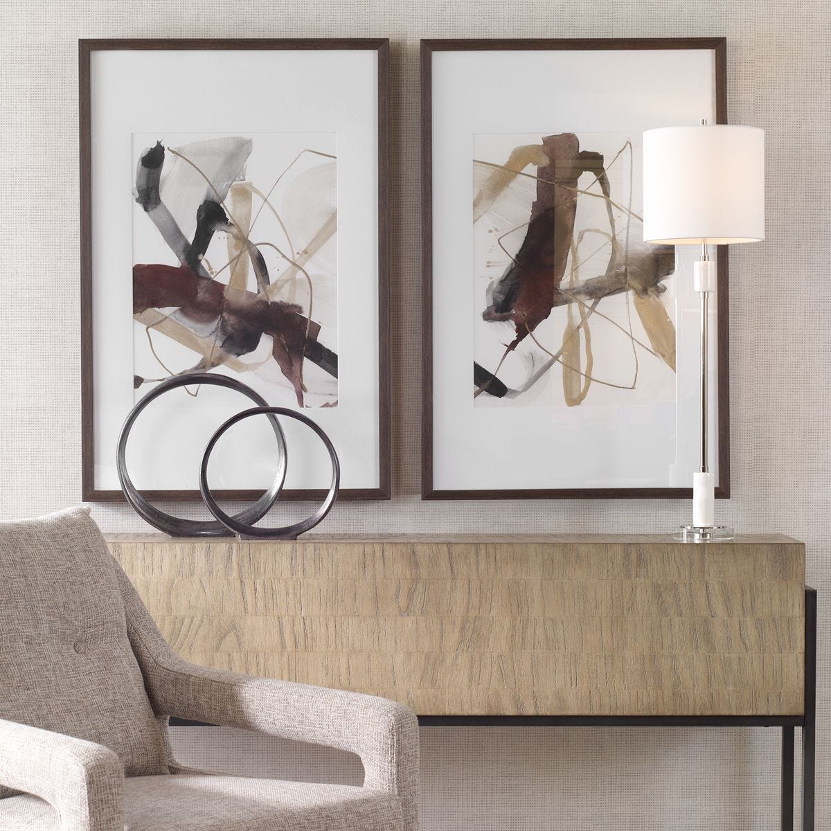Burgundy Interjection Framed Prints, S/2 – Art by Uttermost | Sutter & Vale