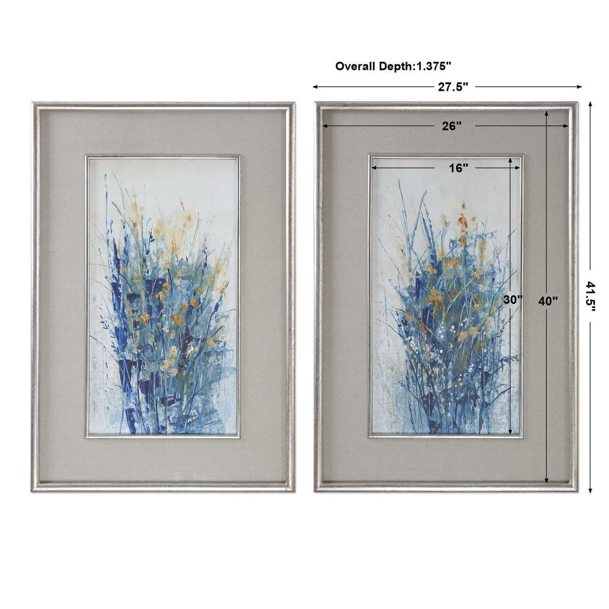 Indigo Florals Framed Prints, S/2 – Art by Uttermost | Sutter & Vale