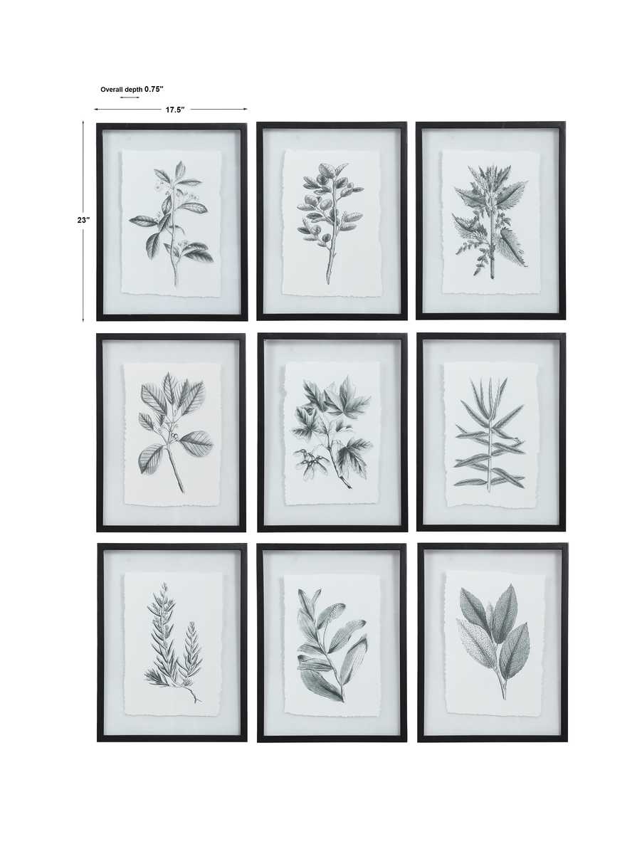 Farmhouse Florals Framed Prints, S/9 3 Cartons