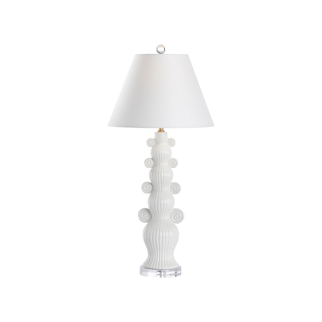 Swirl Handle Lamp - White in White Glaze / Ceramic/Porcelain - Chelsea House