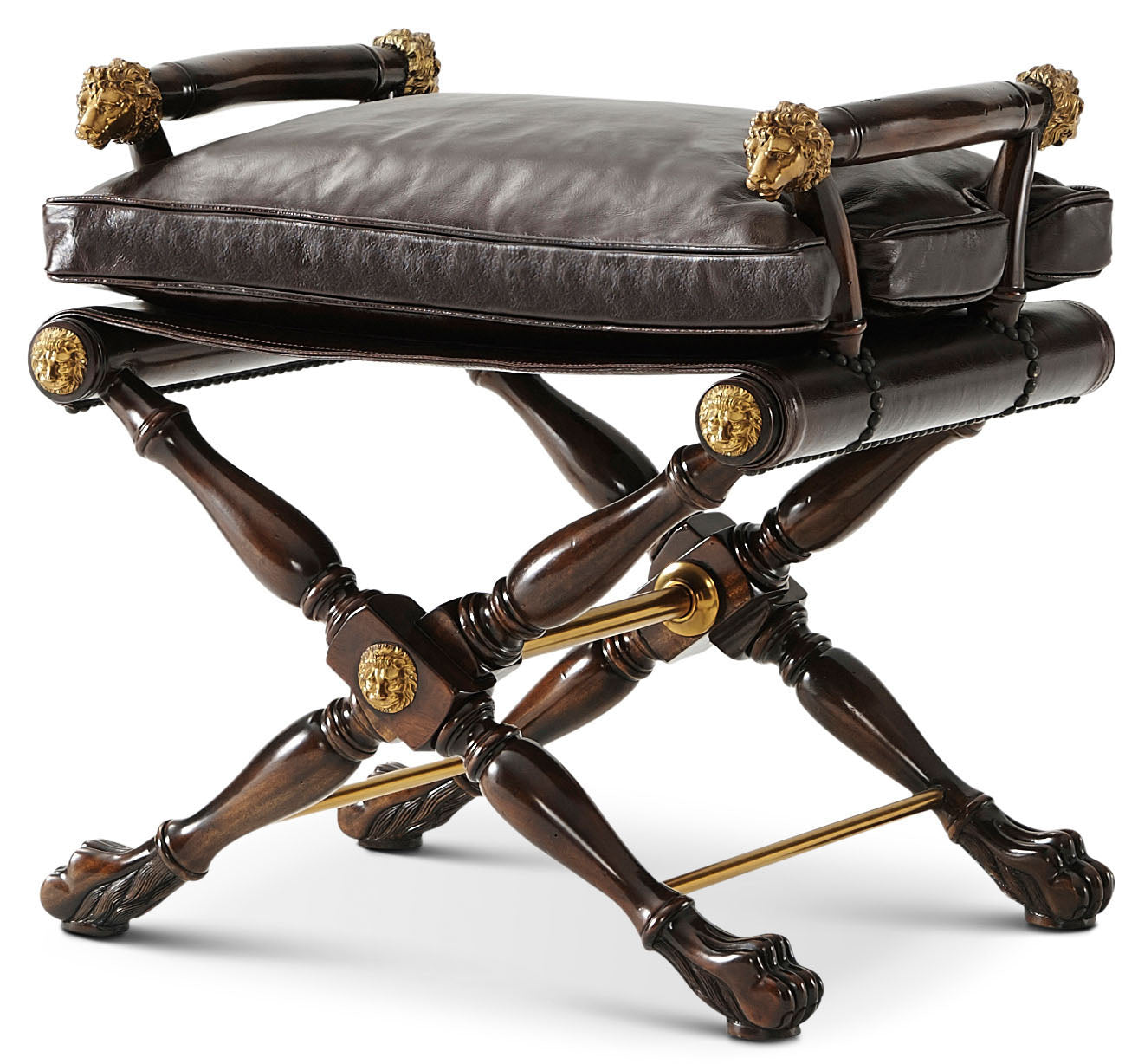 The Director's Stool in Mahogany, Brass - Theodore Alexander