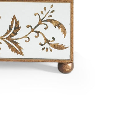 Madison Mirrored Box in Hand Painted Gold Design / Mirror - Chelsea House