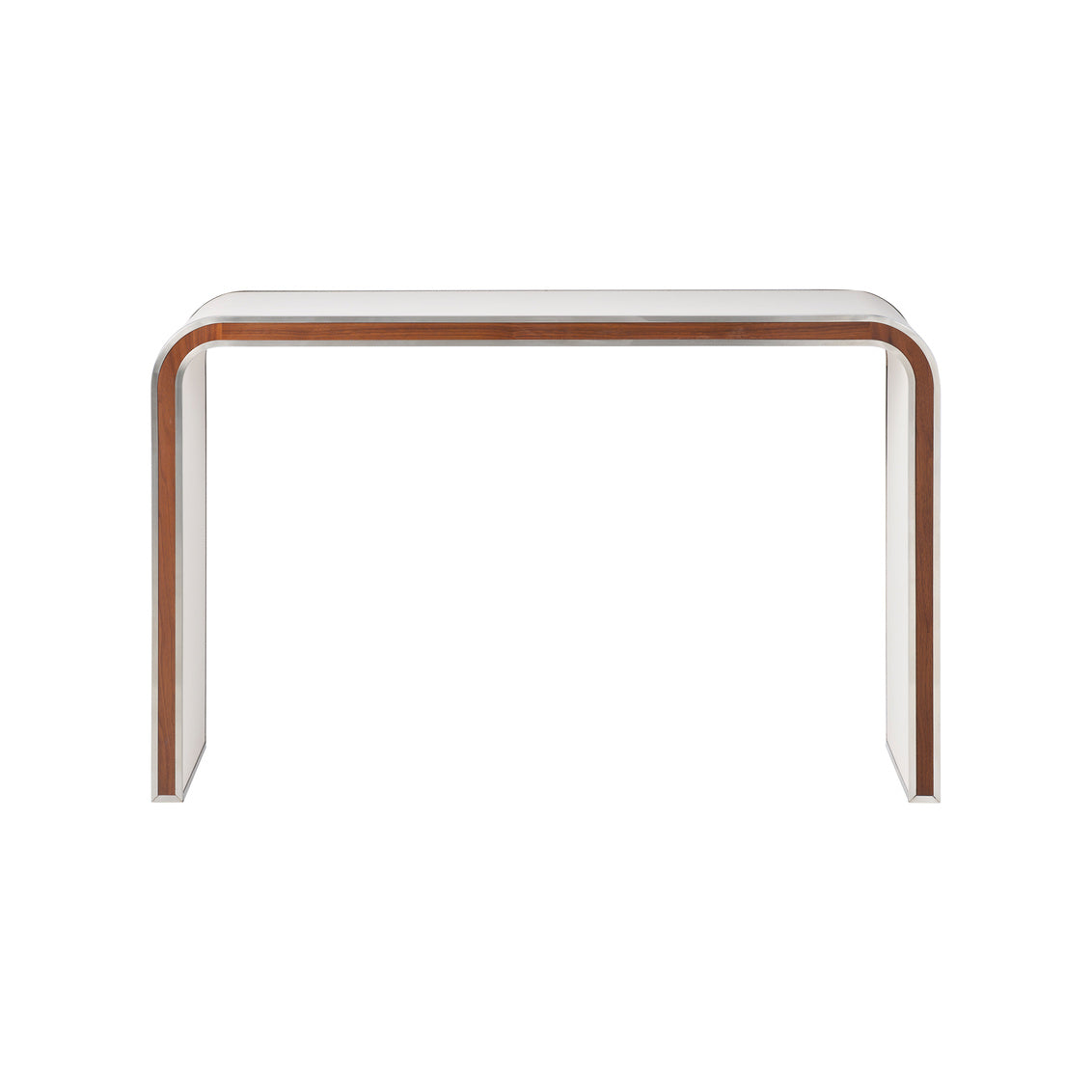Arden Console – White in White/Walnut/Nickel / Leather - Chelsea House