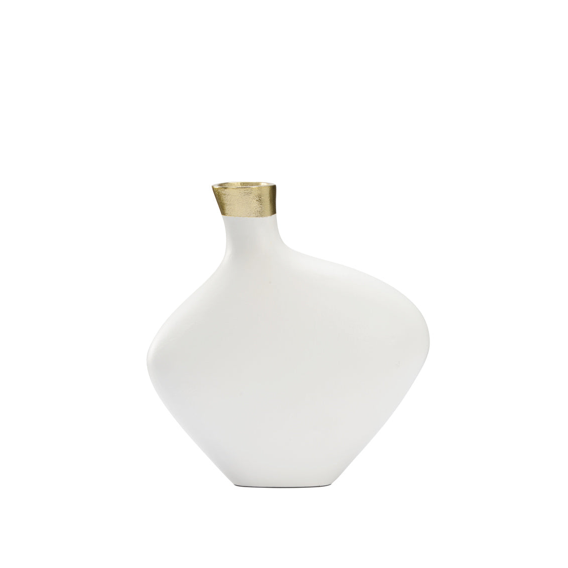 Asymmetric Vase - White (Sm) in 10.5 / Aluminum - Chelsea House