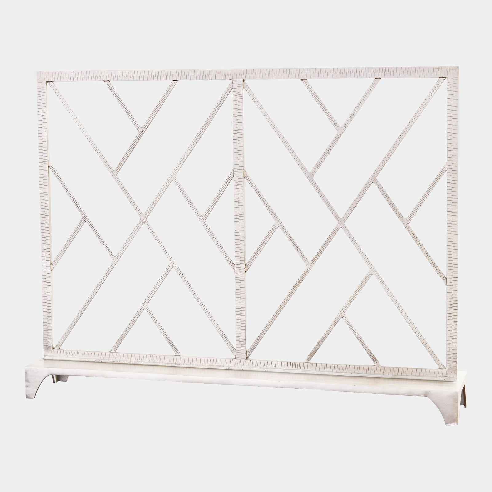 Chippendale Fret Fireplace Screen-Nickel
