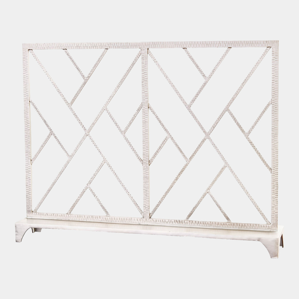 Chippendale Fret Fireplace Screen-Nickel