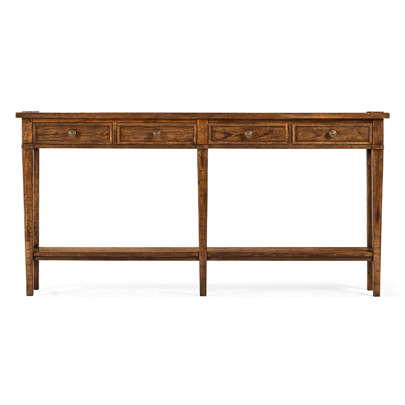 Country Walnut Four Drawer Console