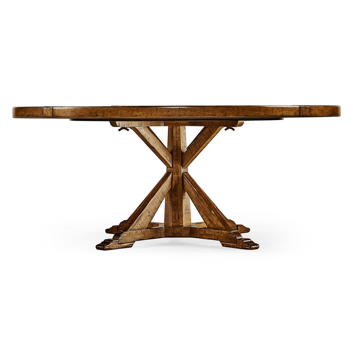 Country Walnut Round Dining Table with Inbuilt Lazy Susan 72"