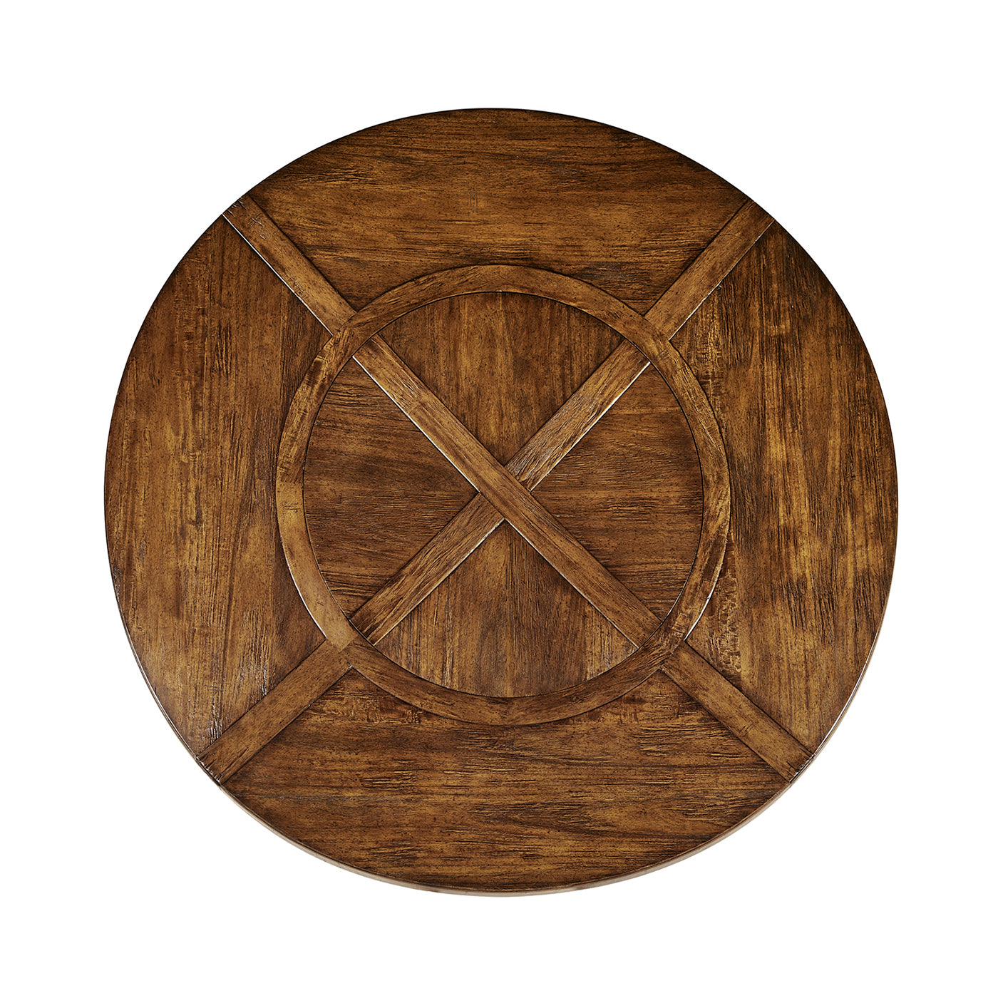 Country Walnut Round Dining Table with Inbuilt Lazy Susan 72"