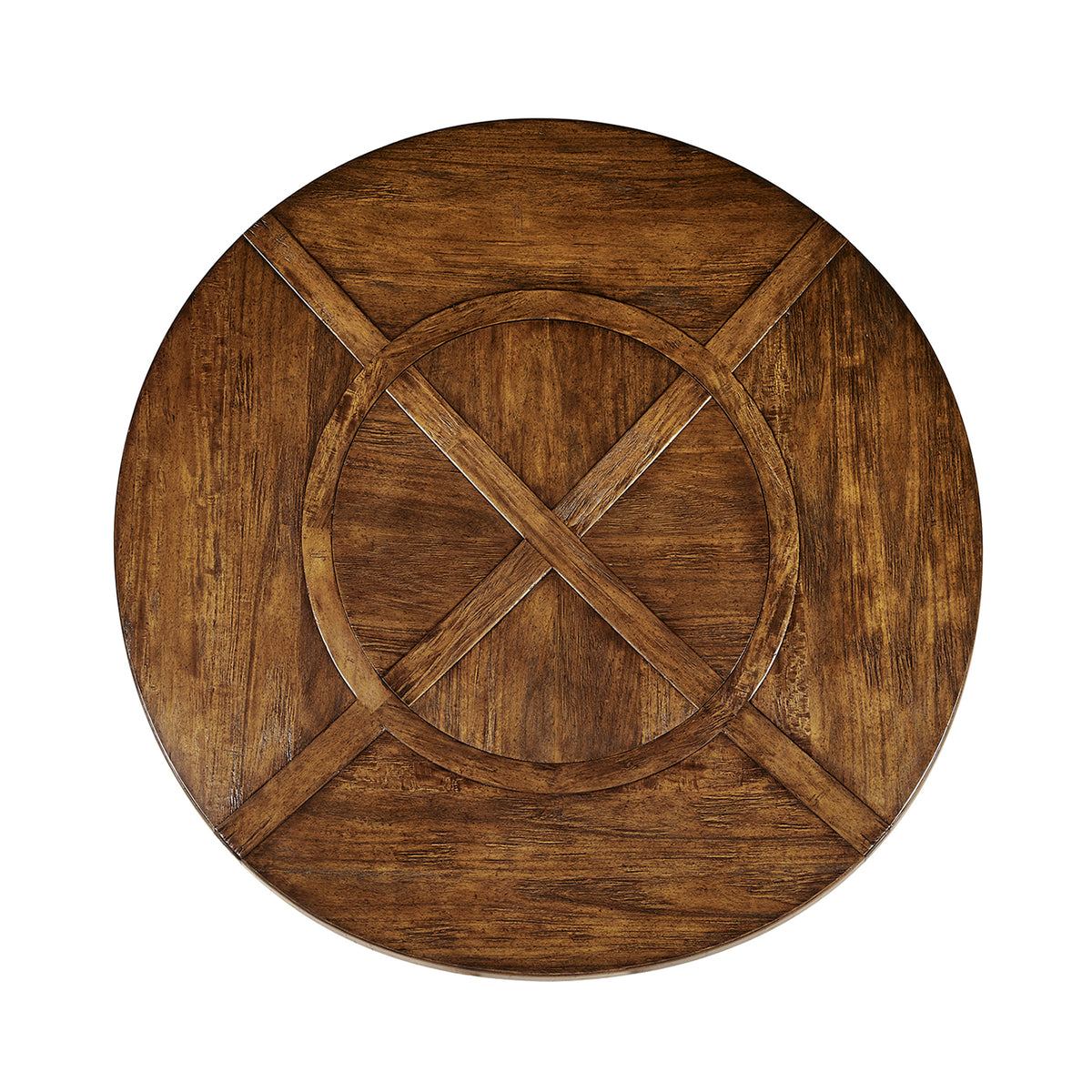 Country Walnut Round Dining Table with Inbuilt Lazy Susan 72"