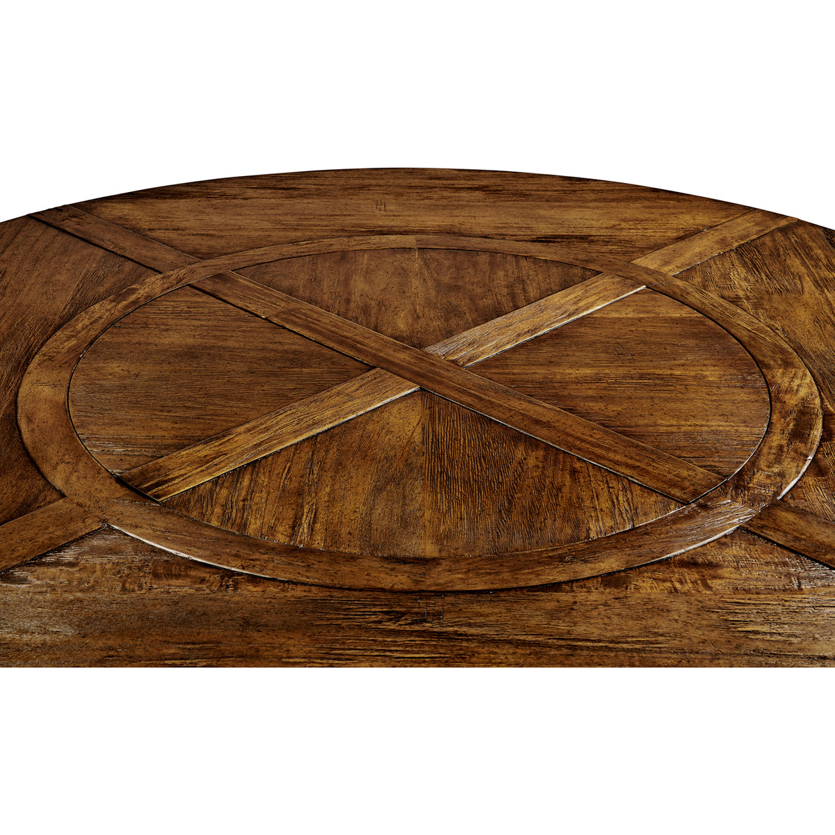 Country Walnut Round Dining Table with Inbuilt Lazy Susan 72"