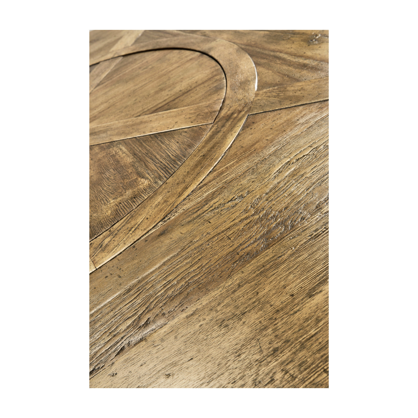 Medium Brown Driftwood Round Dining Table with Inbuilt Lazy Susan 72"