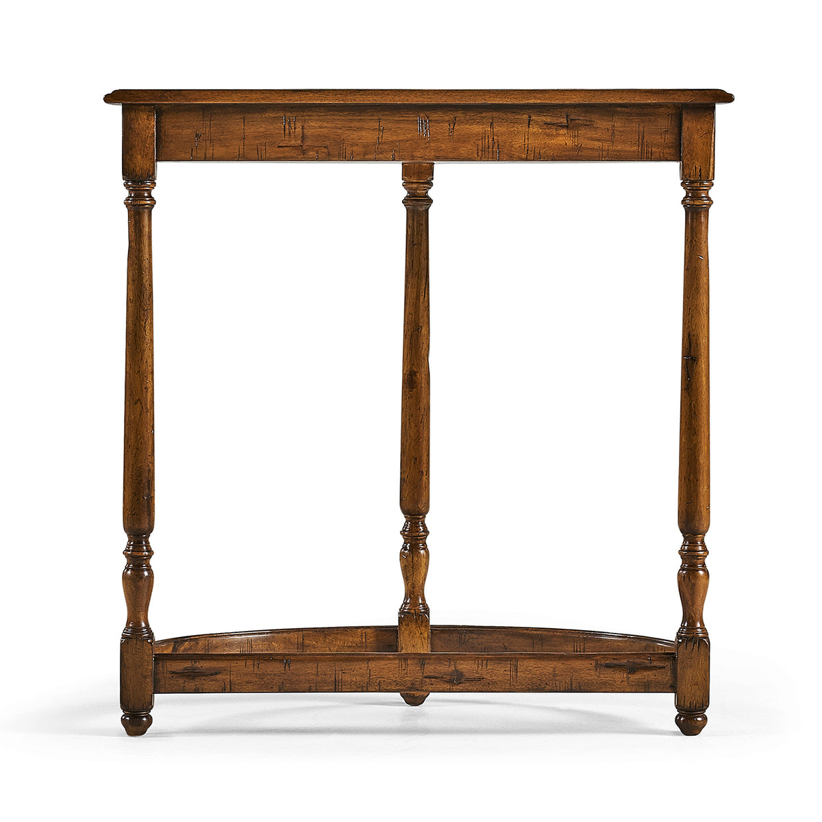 Country Walnut Demilune Console Table